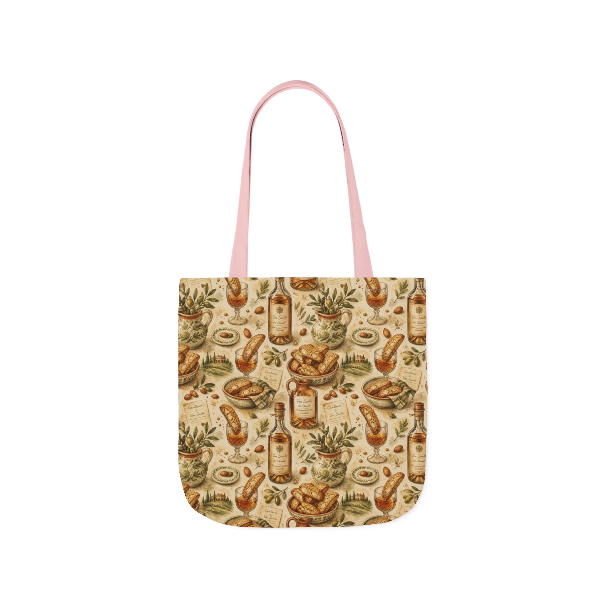 Biscotti & Vin Santo Canvas Tote Bag Mediterranean Kitchen Watercolor Design Italian Cottagecore Gift