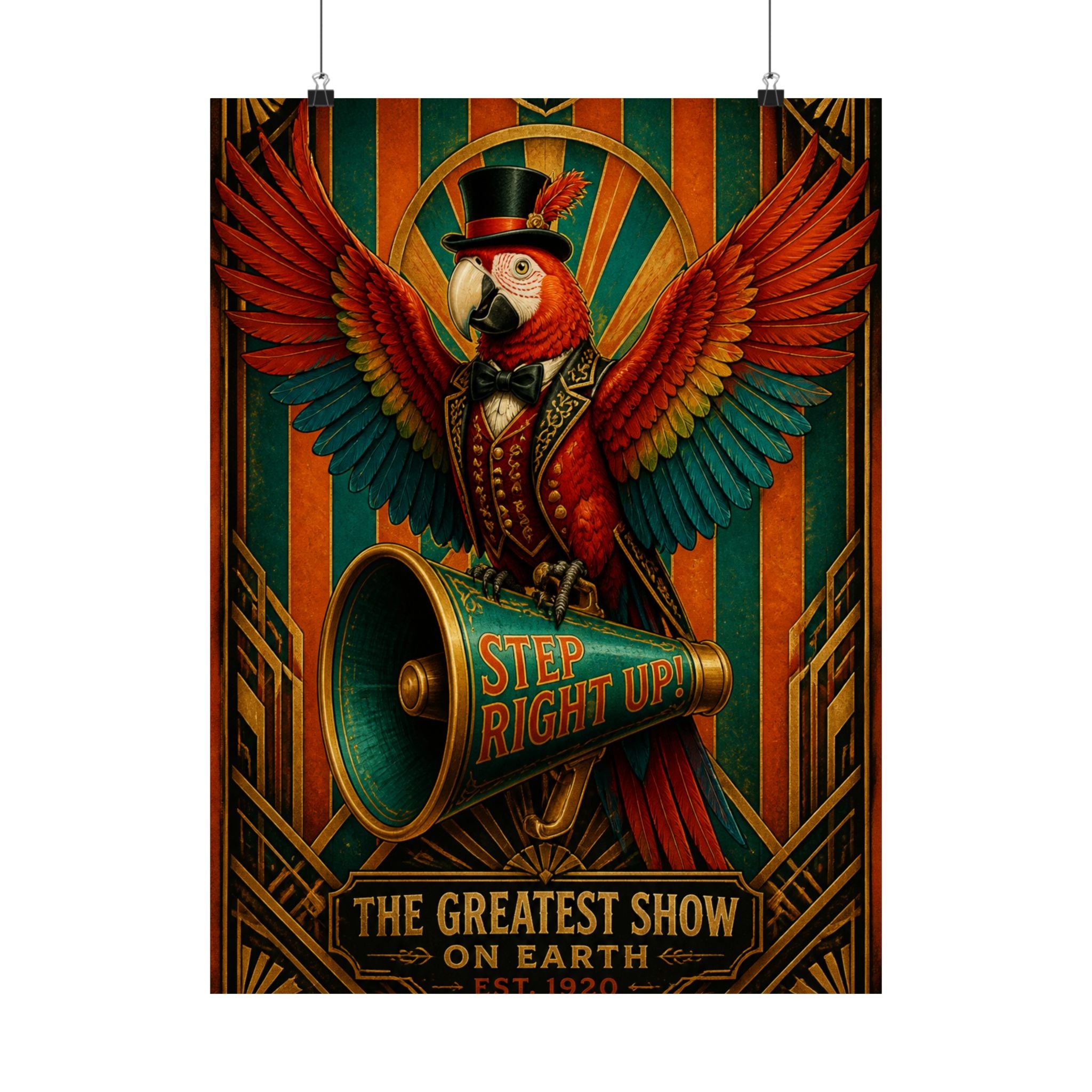 Parrot Ringmaster Wall Art Poster 18×24 Art Deco Entryway Decor Maximalist Print