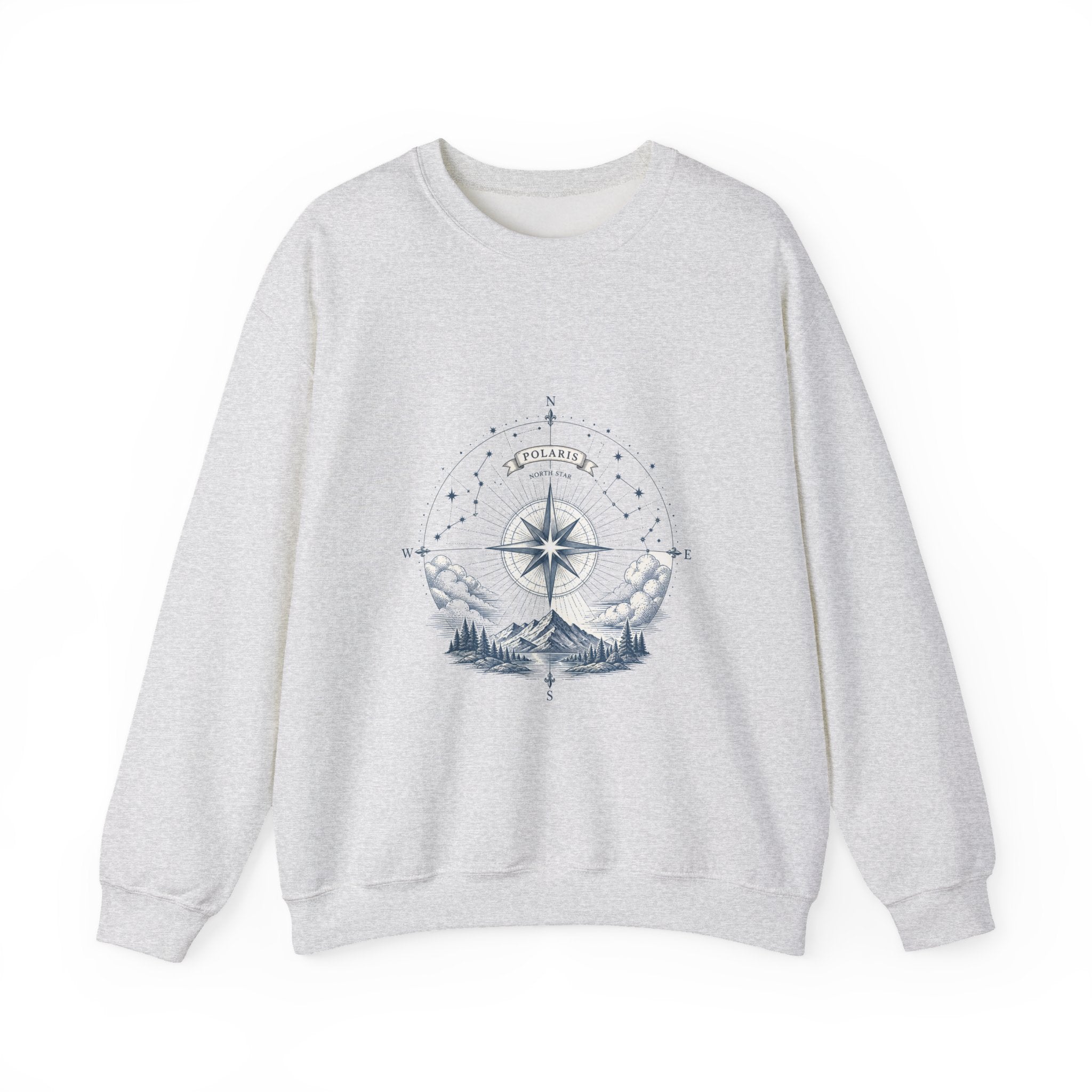 Matching Couple Sweatshirt - Shooting Star & North Star Matching Couple Crewneck Sweatshirt Vintage Art His Hers Wedding Gift - Design B