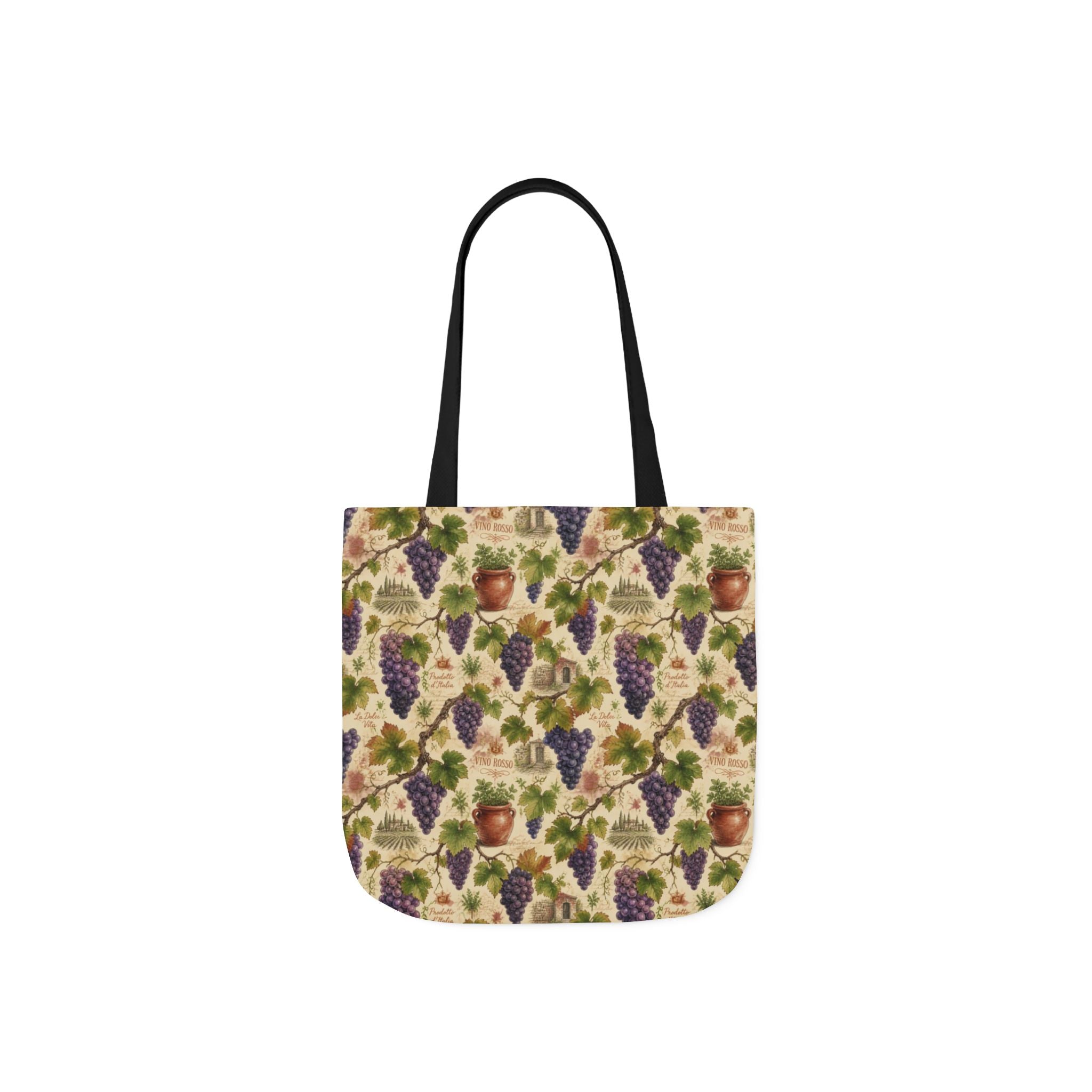 Grape Clusters Canvas Tote Bag Mediterranean Kitchen Watercolor Design Italian Cottagecore Gift