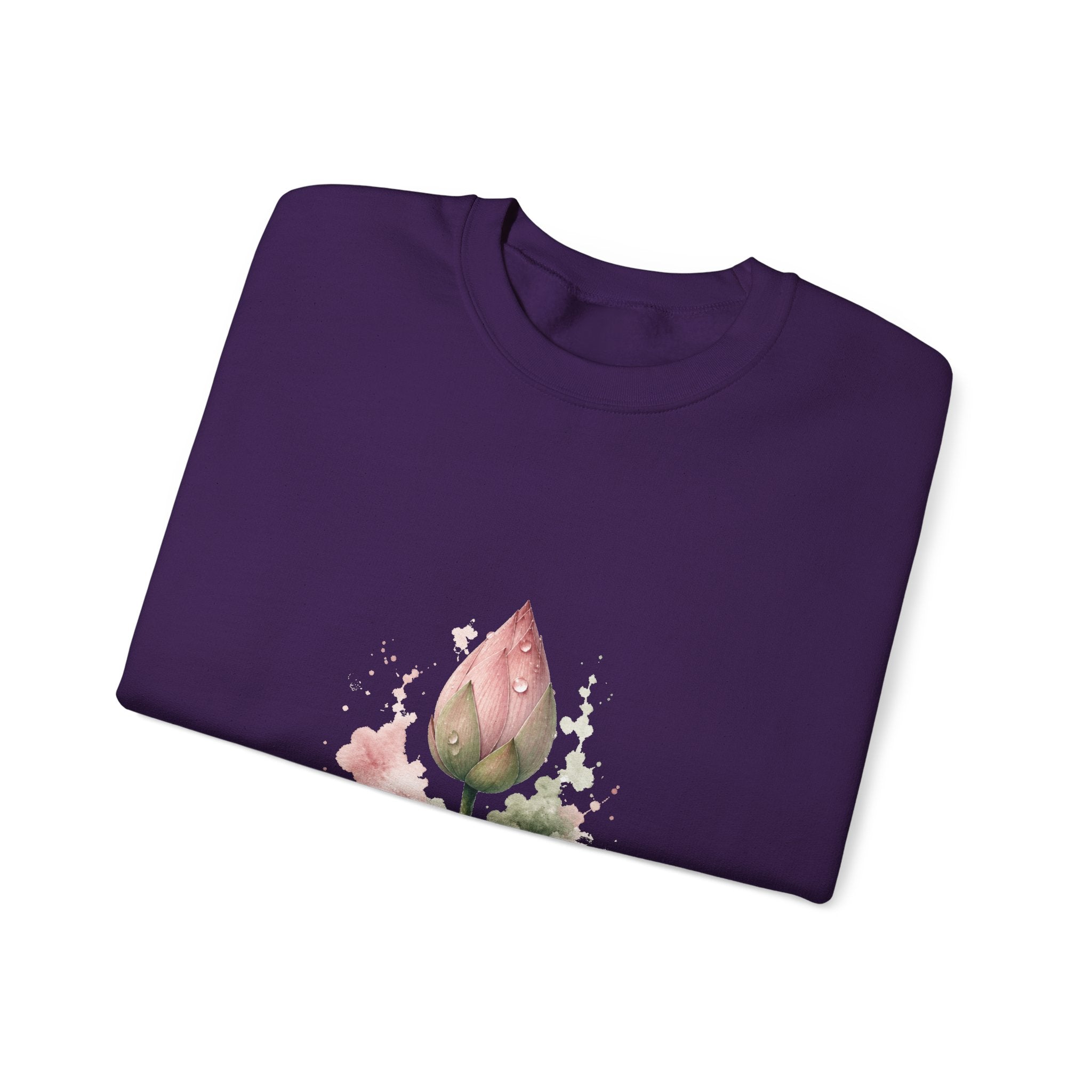 Matching Couple Sweatshirt - Open & Closed Lotus Matching Couple Premium Fleece Sweatshirt Watercolor Art His Hers Birthday Gift - Design B