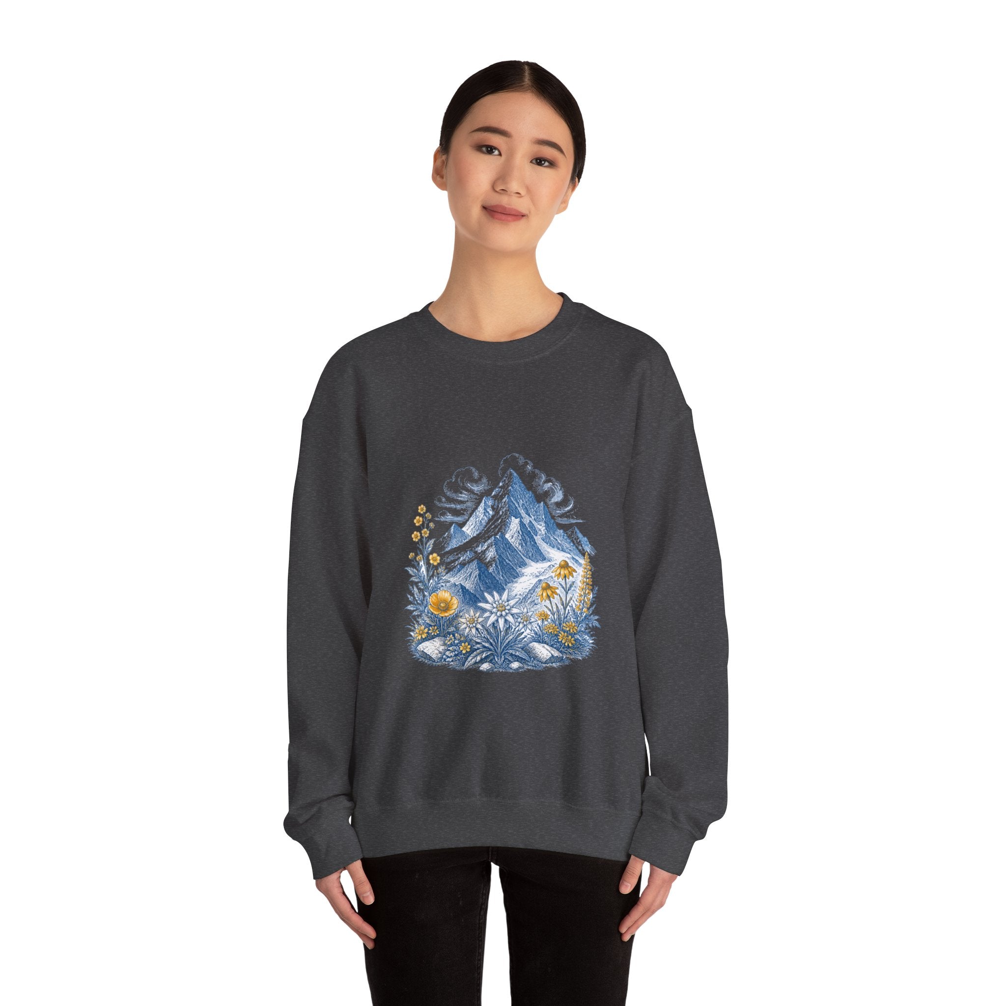 Matching Couple Sweatshirt - Mountain & Ocean Matching Couple Premium Fleece Sweatshirt Vintage Art His Hers Honeymoon Gift - Design A