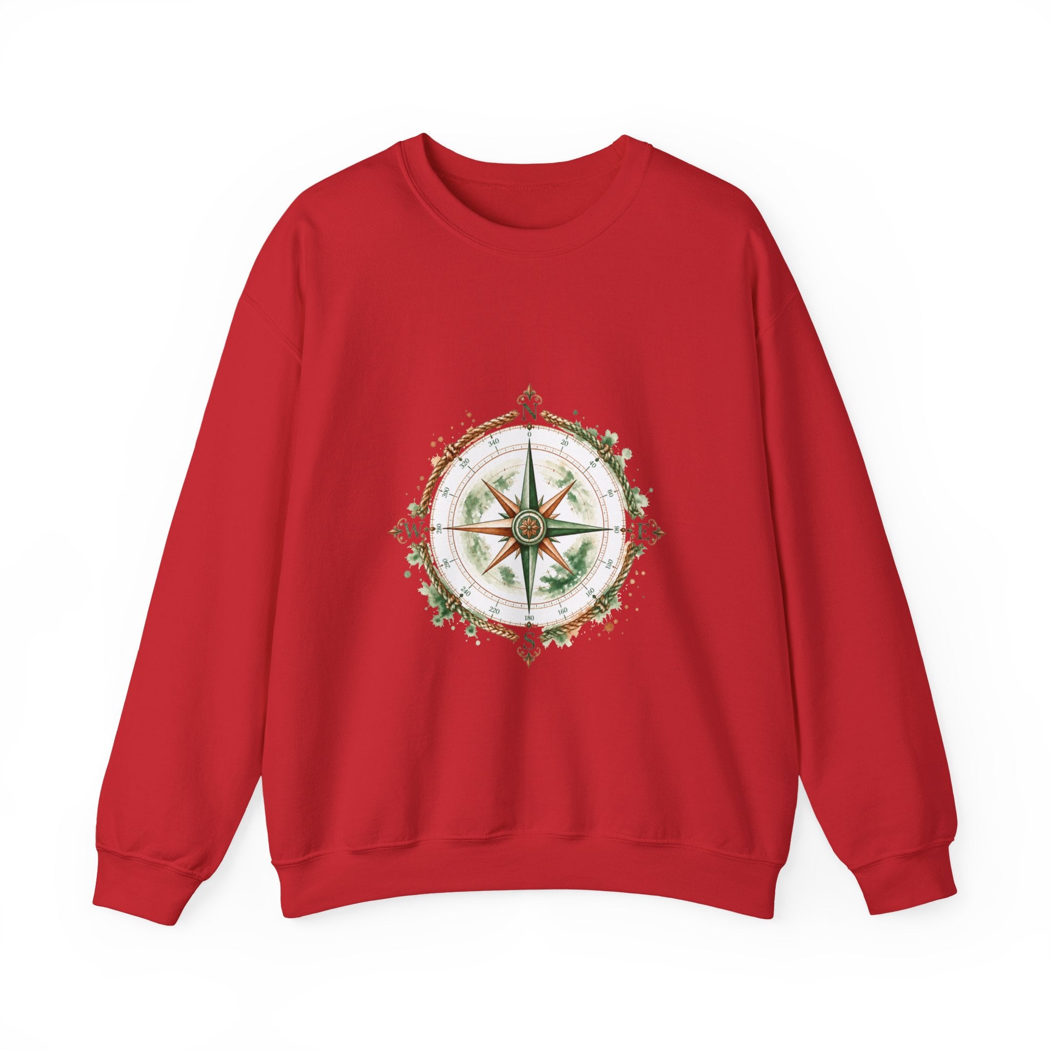 Matching Couple Sweatshirt - Compass North & South Matching Couple Comfort Colors Crew Watercolor Art His Hers Birthday Gift - Design A