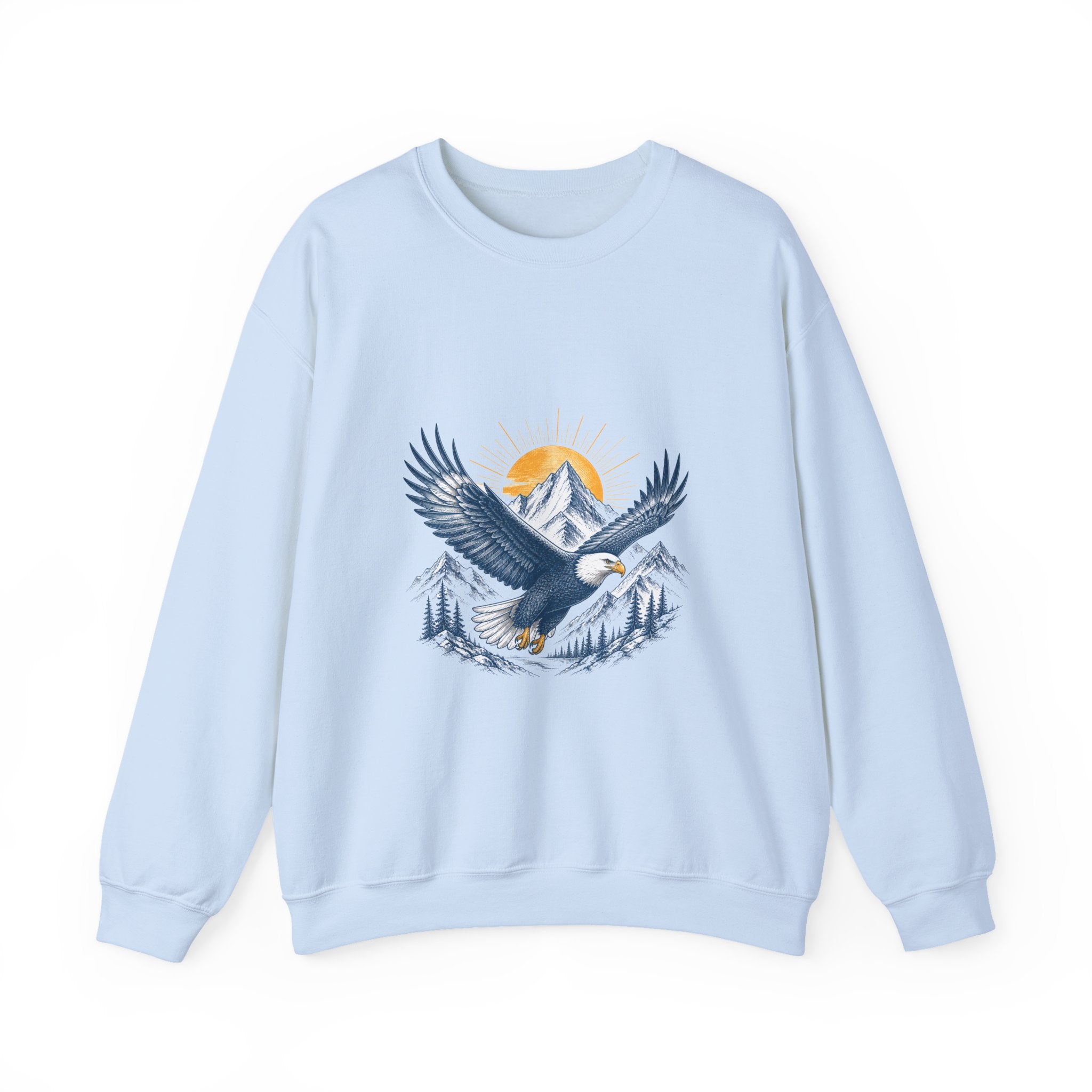Matching Couple Sweatshirt - Eagle & Whale Matching Couple Premium Fleece Sweatshirt Hand-Drawn Art His Hers Anniversary Gift - Design A
