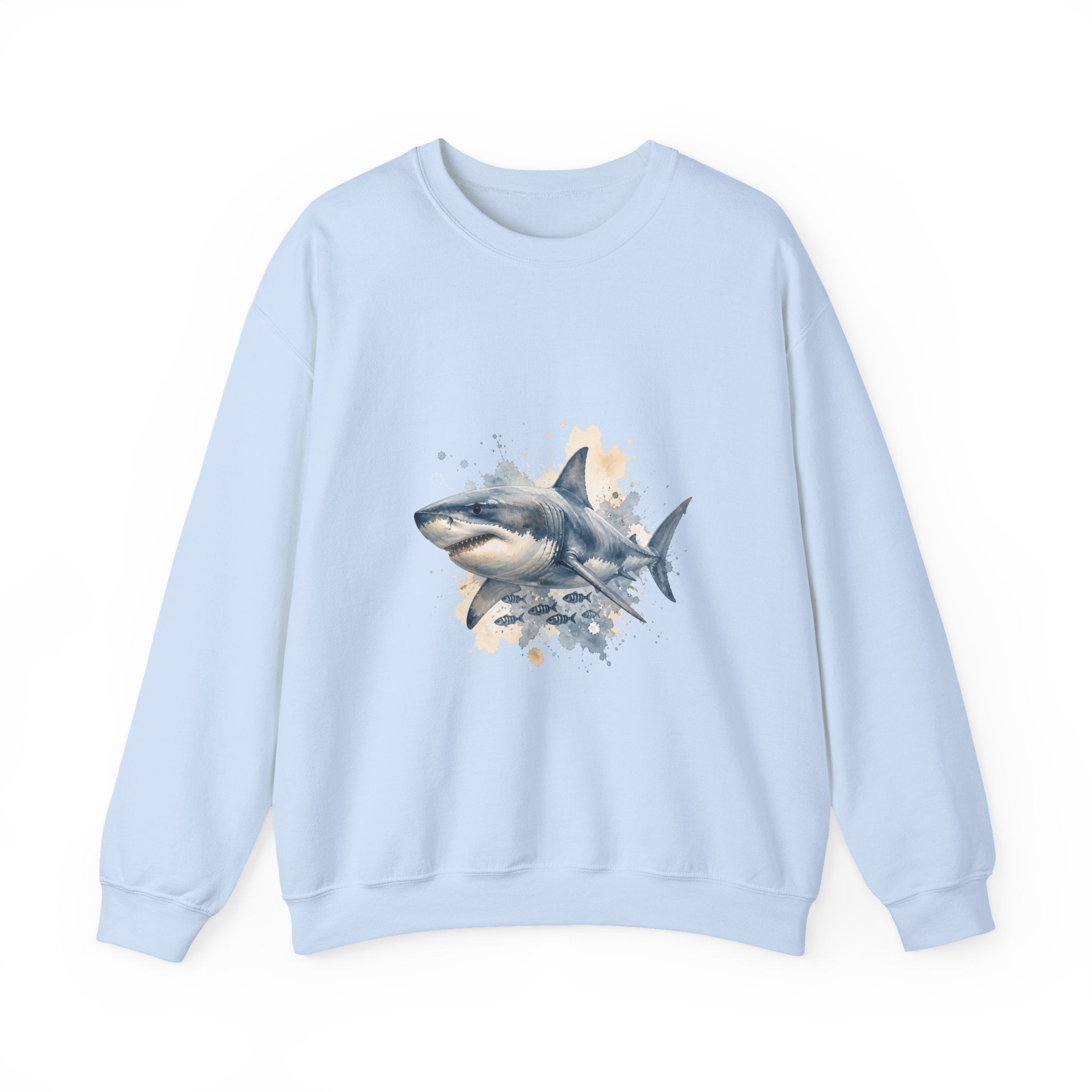 Matching Couple Sweatshirt - Shark & Dolphin Matching Couple Comfort Colors Crew Watercolor Art His Hers Birthday Gift - Design A