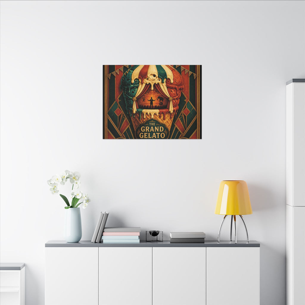 Ice Cream Cone Circus Tent Wall Art Canvas 16×20 Art Deco Entryway Decor Maximalist Print