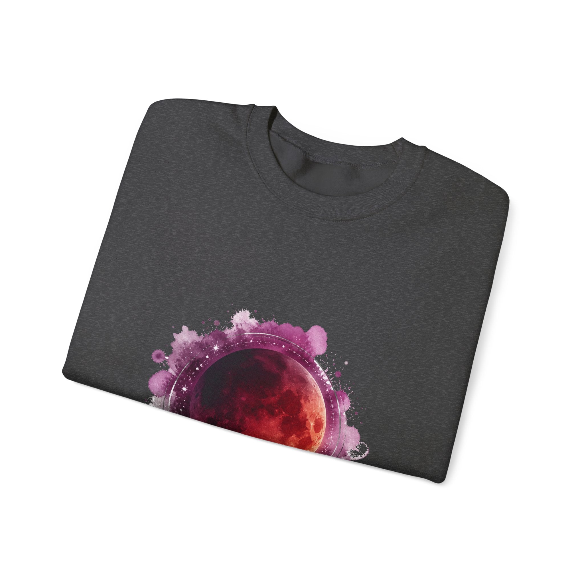 Matching Couple Sweatshirt - Solar & Lunar Eclipse Matching Couple Premium Fleece Sweatshirt Watercolor Art His Hers Birthday Gift - Design B