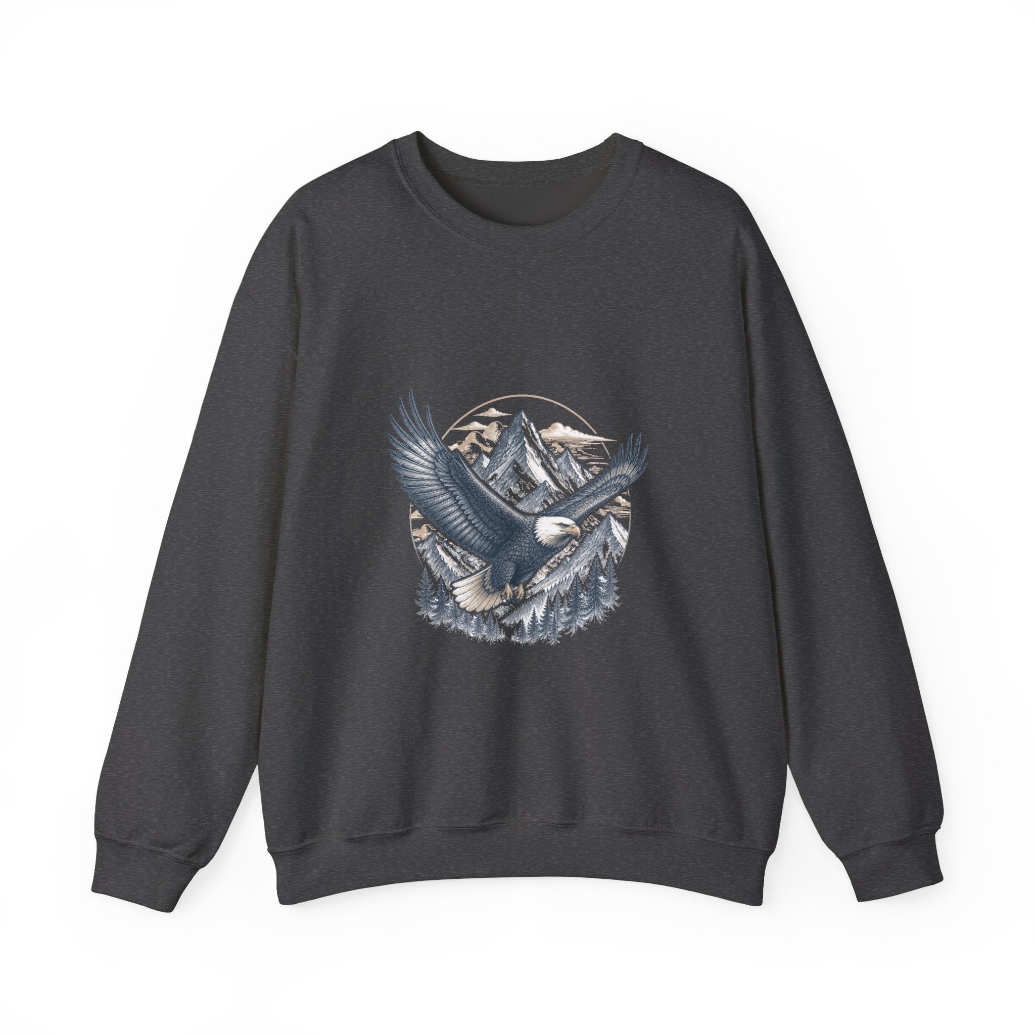 Matching Couple Sweatshirt - Eagle & Whale Matching Couple Crewneck Sweatshirt Hand-Drawn Art His Hers Best Friend Gift - Design A