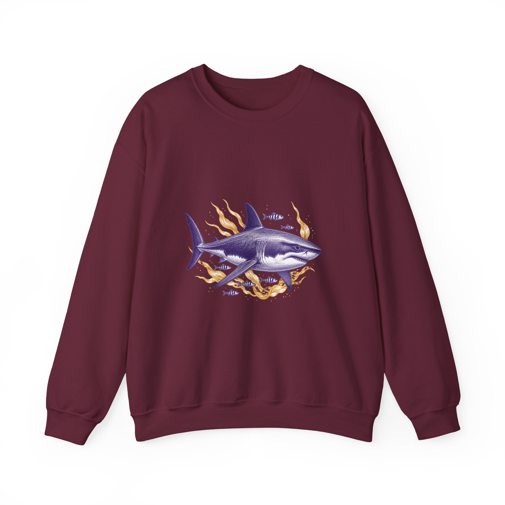 Matching Couple Sweatshirt - Shark & Dolphin Matching Couple Crewneck Sweatshirt Vintage Art His Hers Wedding Gift - Design A