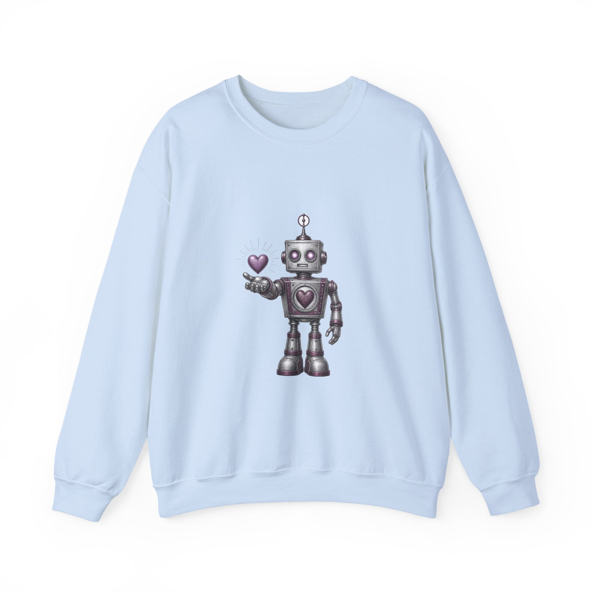 Matching Couple Sweatshirt - Robot & Heart Matching Couple Comfort Colors Crew Vintage Art His Hers Honeymoon Gift - Design A