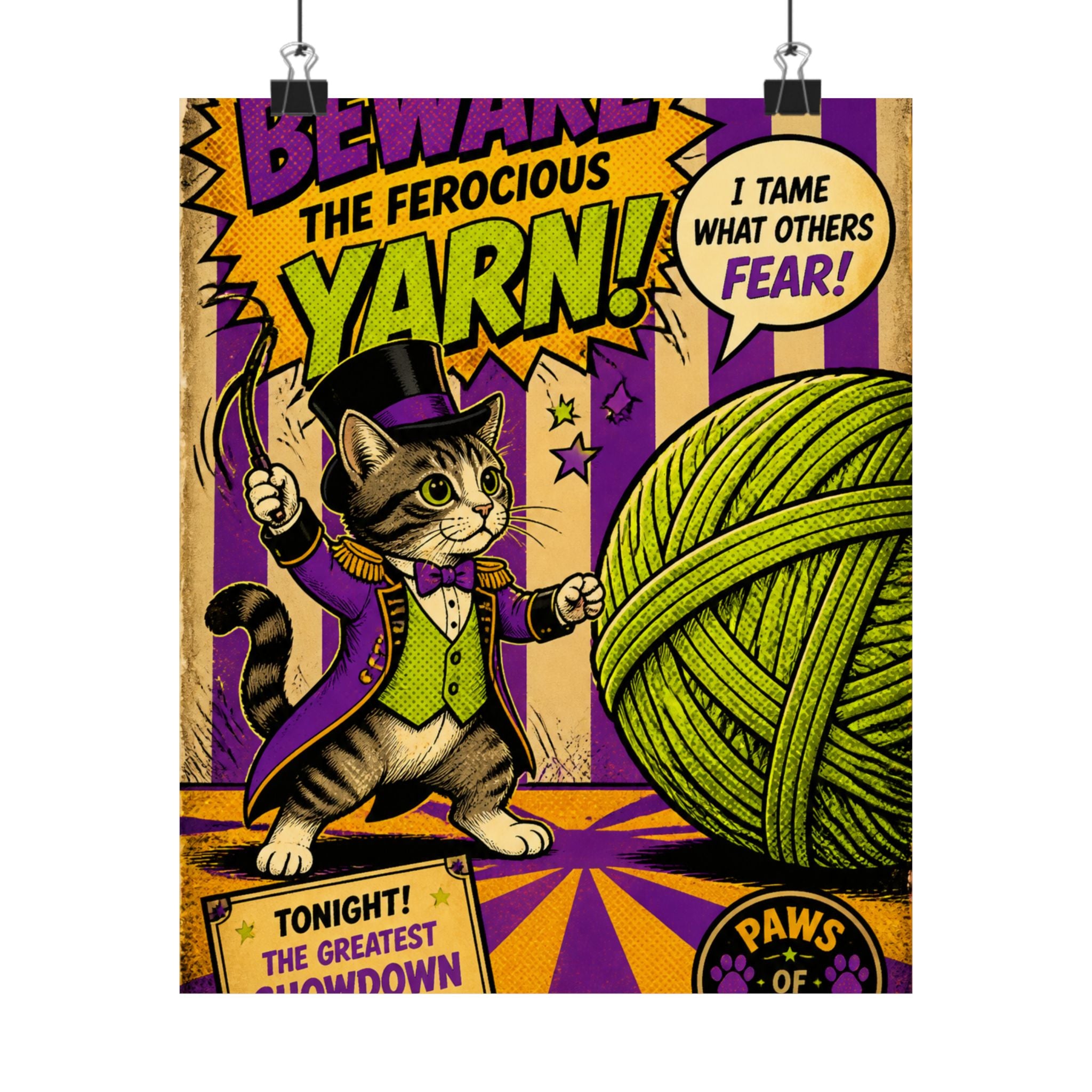 Cat Lion Tamer Wall Art Poster 18×24 Pop Art Living Room Decor Maximalist Print