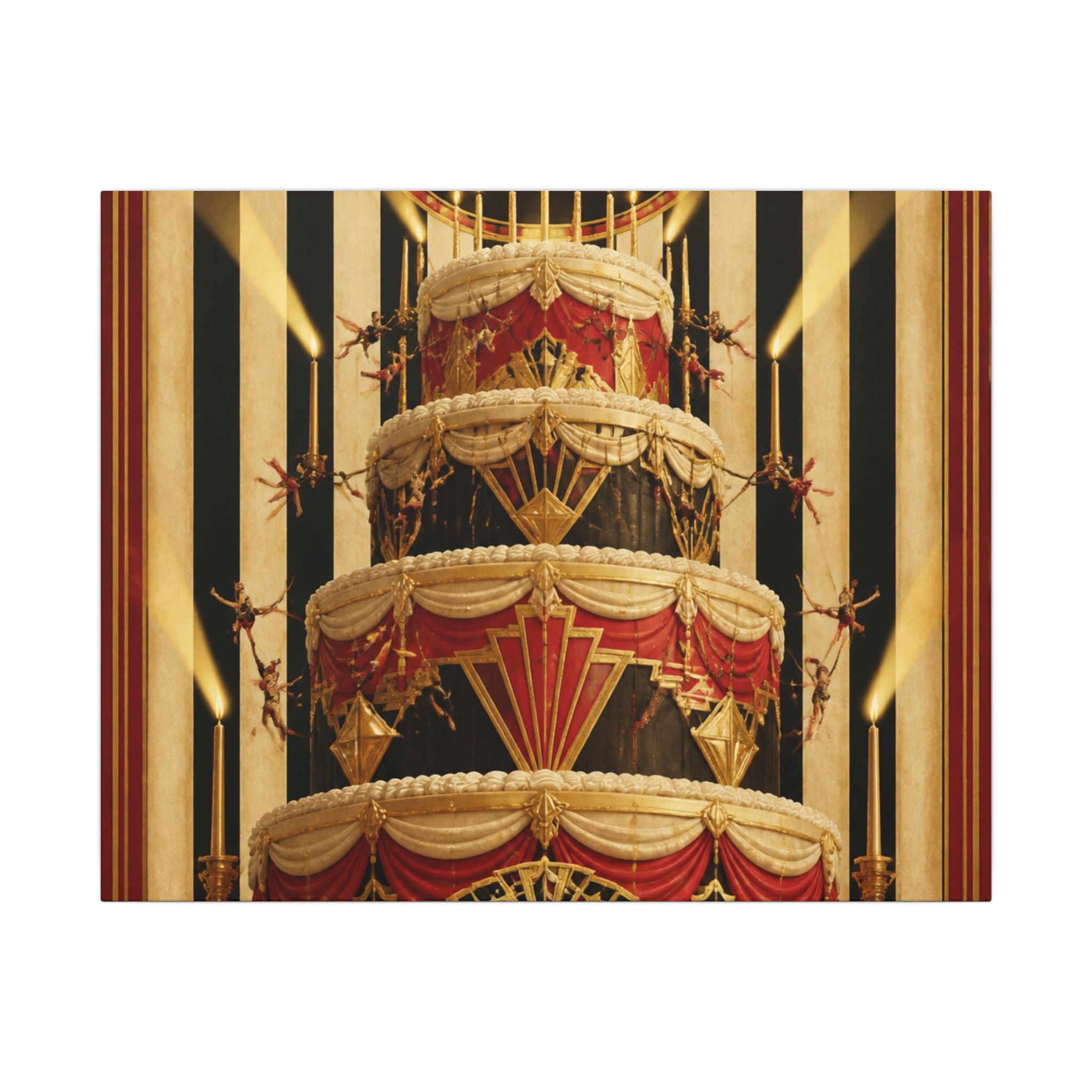 Birthday Cake Trapeze Wall Art Canvas 16×20 Art Deco Entryway Decor Maximalist Print