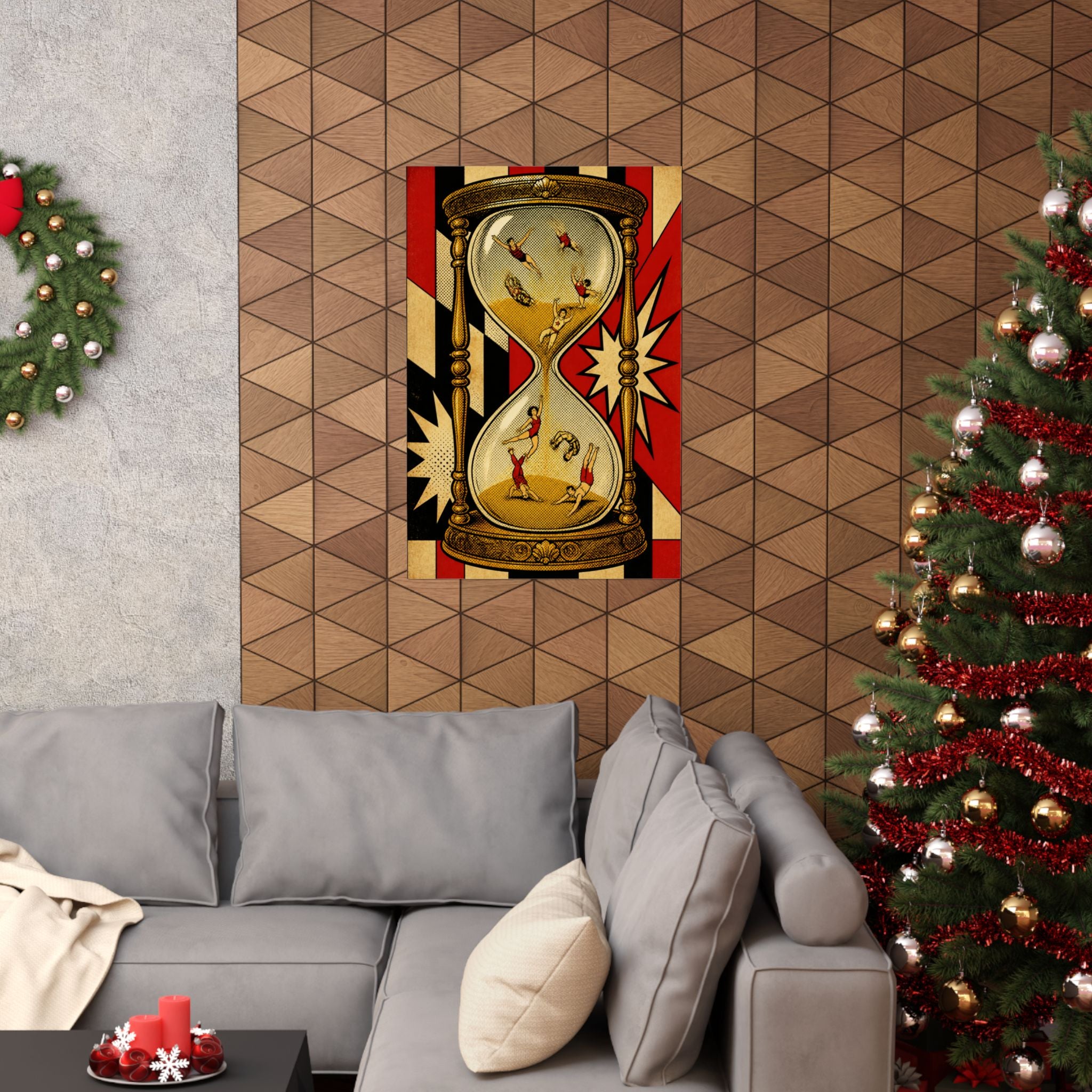 Hourglass Acrobats Wall Art Poster 18×24 Pop Art Living Room Decor Maximalist Print