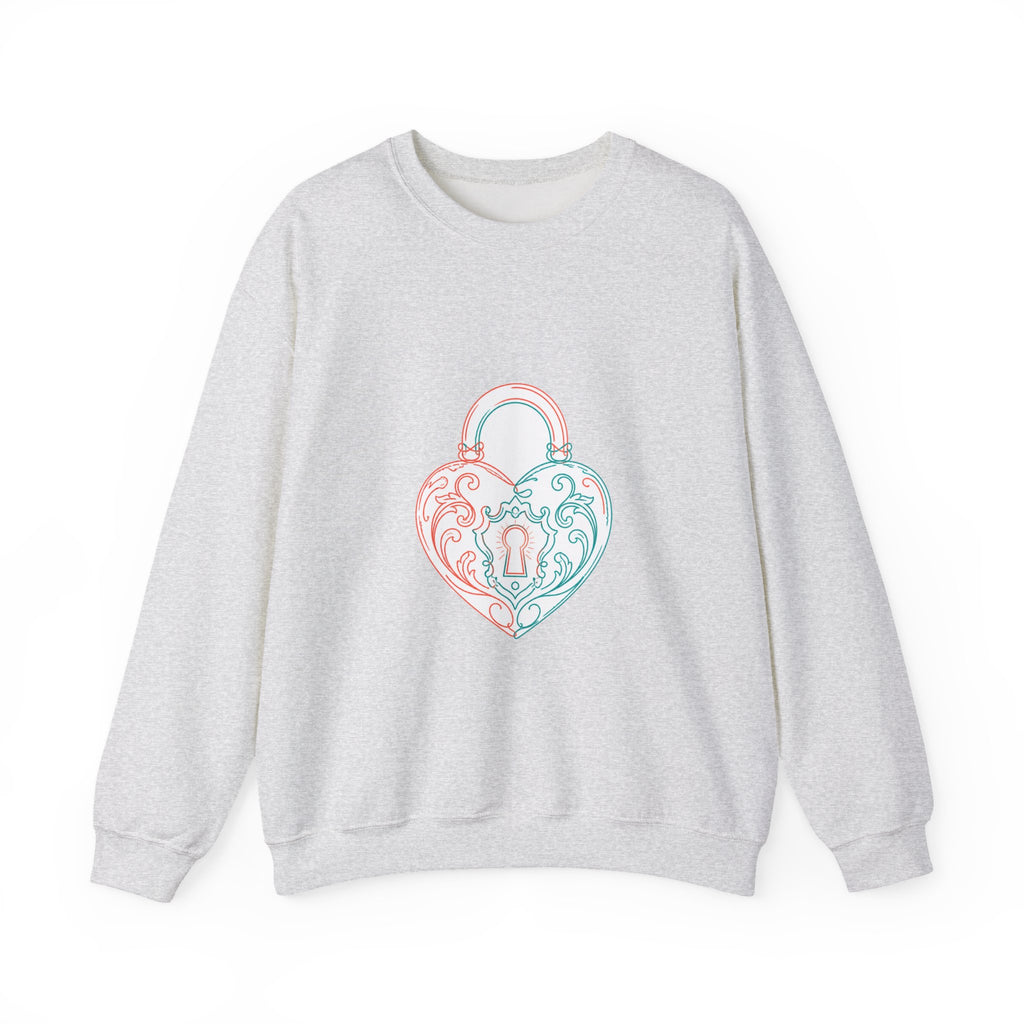 Matching Couple Sweatshirt - Key & Lock Matching Couple Crewneck Sweatshirt Minimalist Art His Hers Valentine Gift - Design B