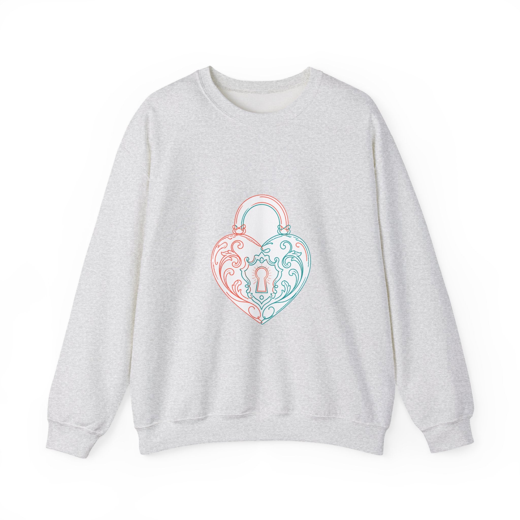 Matching Couple Sweatshirt - Key & Lock Matching Couple Crewneck Sweatshirt Minimalist Art His Hers Valentine Gift - Design B