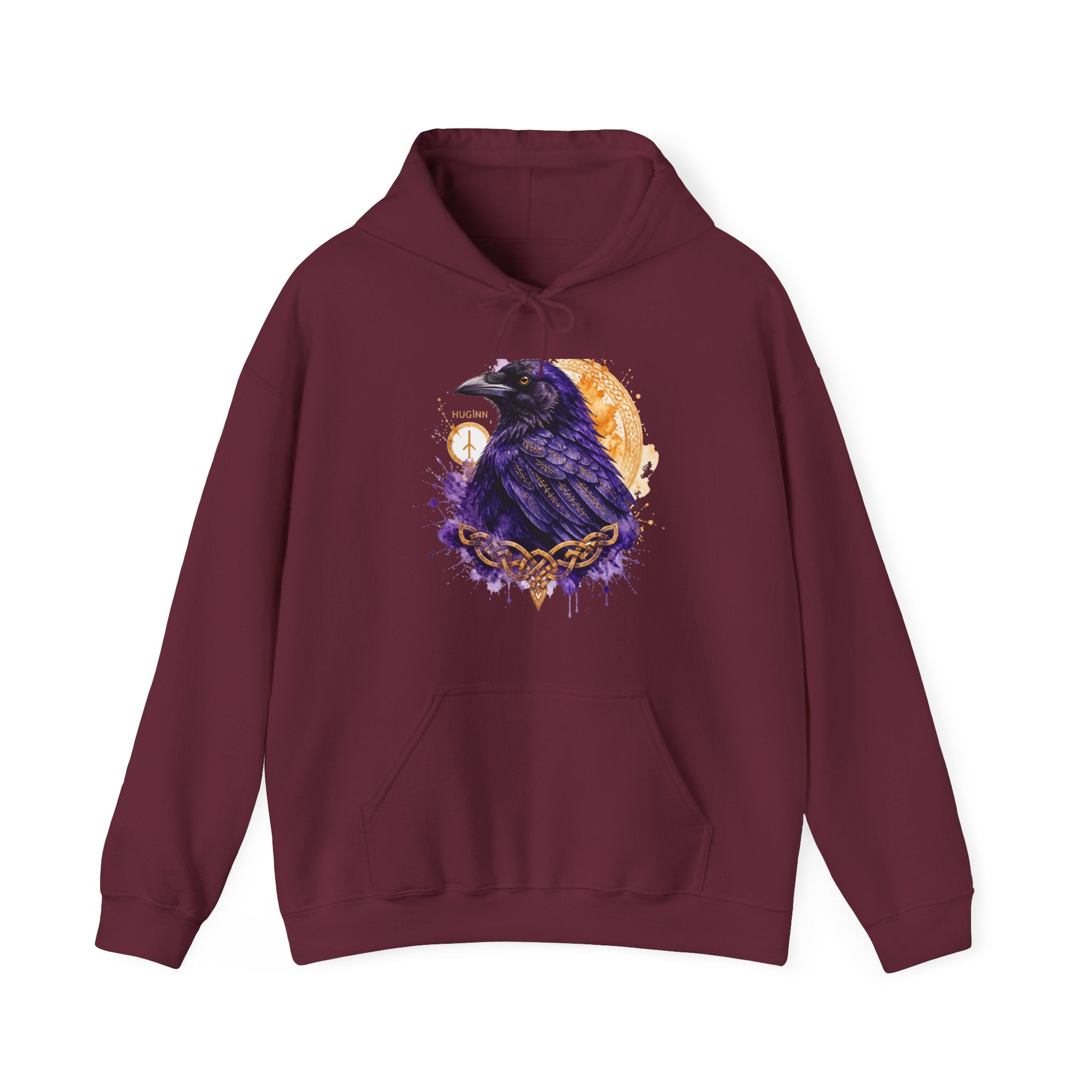 Matching Couple Sweatshirt - Huginn & Muninn Matching Couple Hooded Sweatshirt Watercolor Art His Hers Engagement Gift - Design A