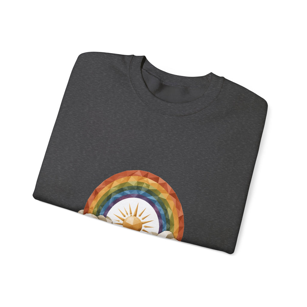 Matching Couple Sweatshirt - Storm & Rainbow Matching Couple Premium Fleece Sweatshirt Geometric Art His Hers Love Gift - Design B