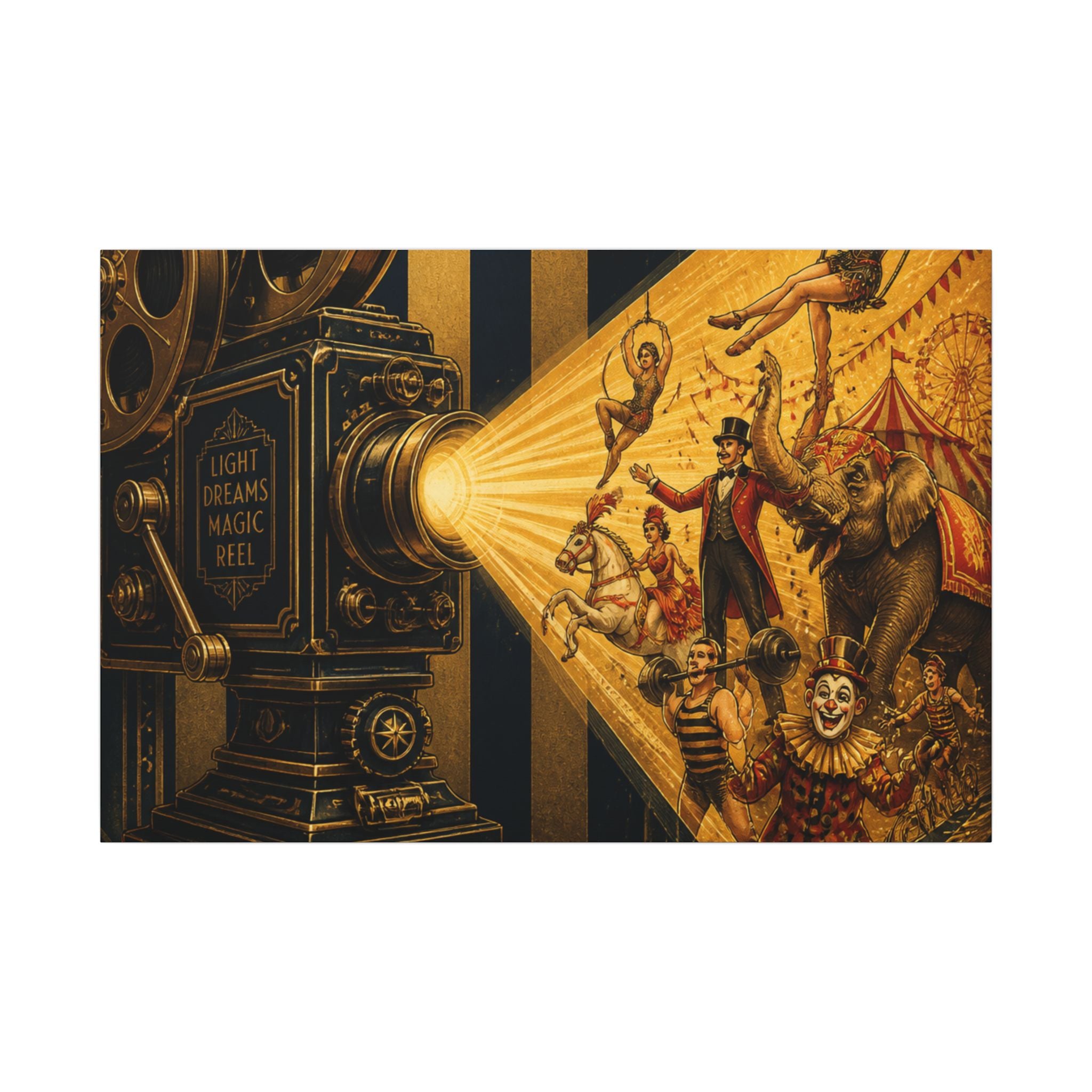 Film Camera Projector Show Wall Art Canvas 24×36 Art Deco Bar Area Decor Maximalist Print