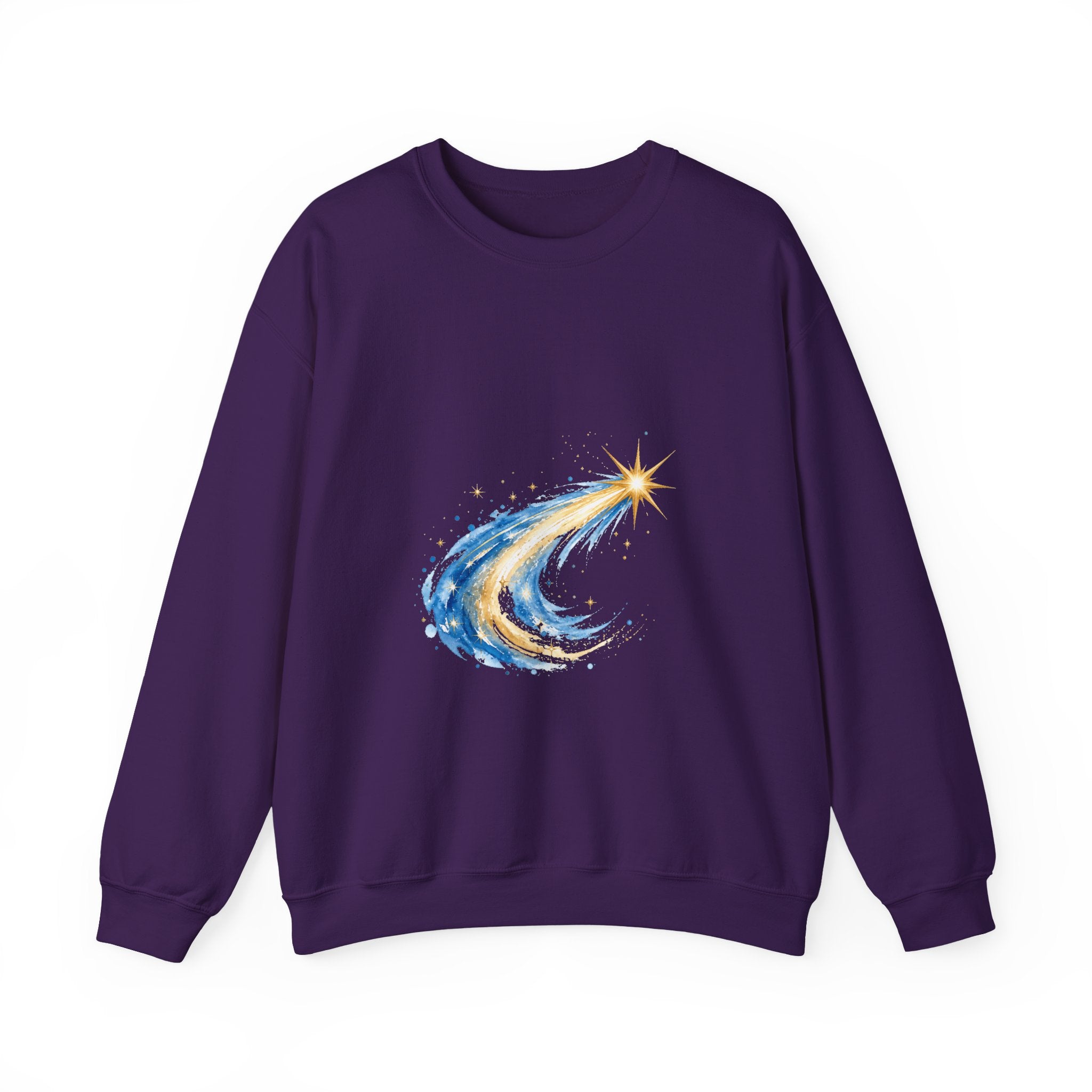 Matching Couple Sweatshirt - Shooting Star & North Star Matching Couple Premium Fleece Sweatshirt Watercolor Art His Hers Birthday Gift - Design A