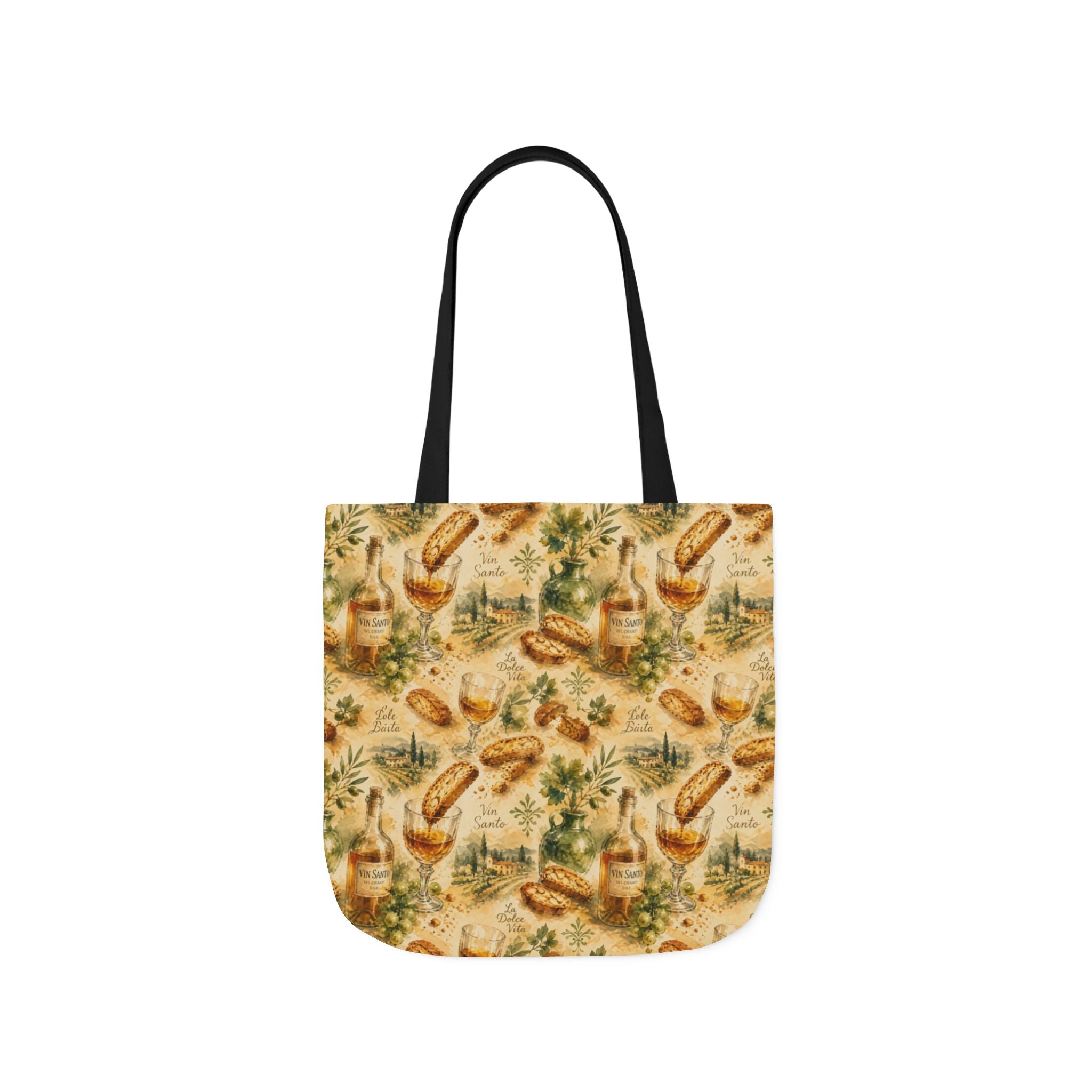 Biscotti & Vin Santo Canvas Tote Bag Mediterranean Kitchen Watercolor Splash Design Italian Cottagecore Gift