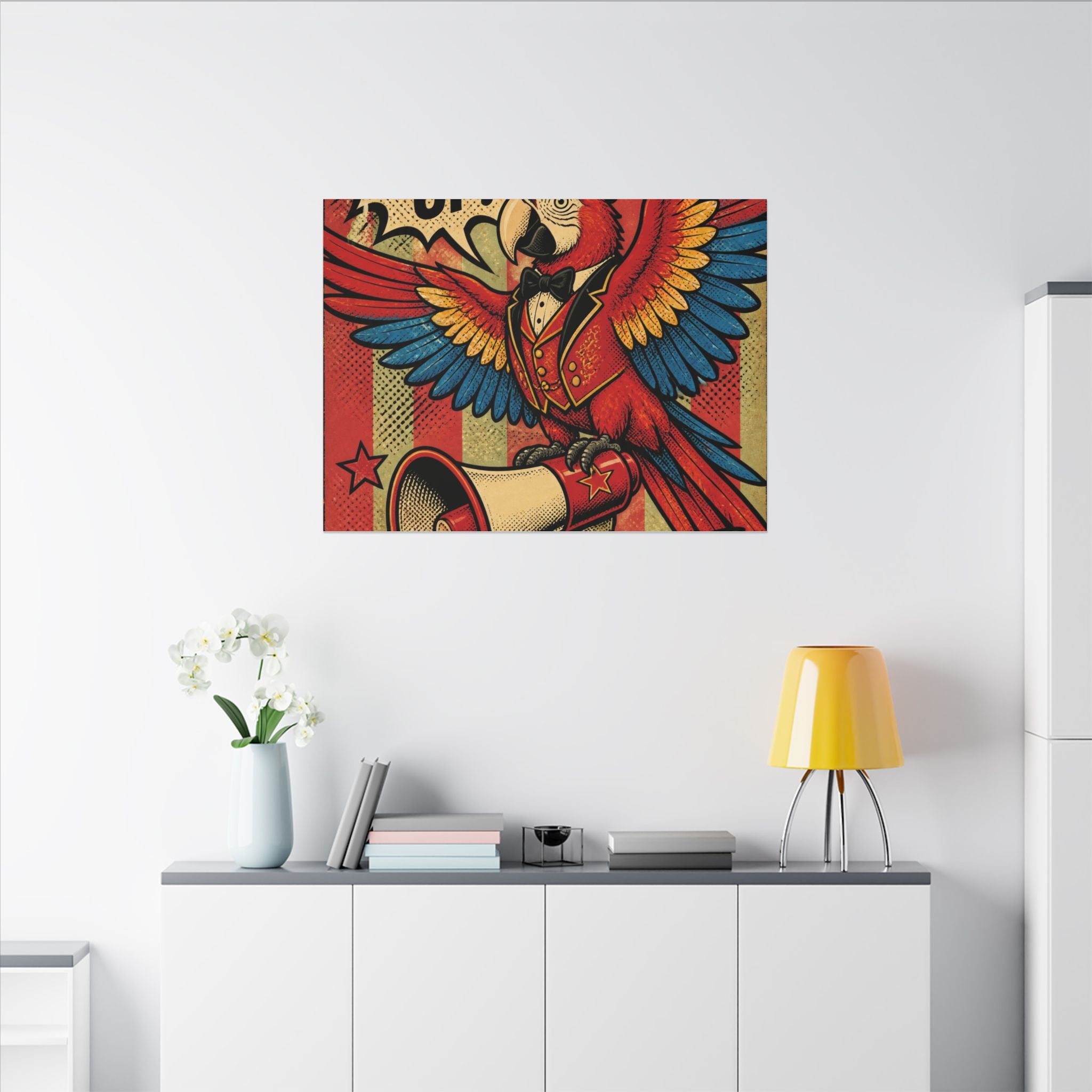 Parrot Ringmaster Wall Art Canvas 16×20 Pop Art Living Room Decor Maximalist Print