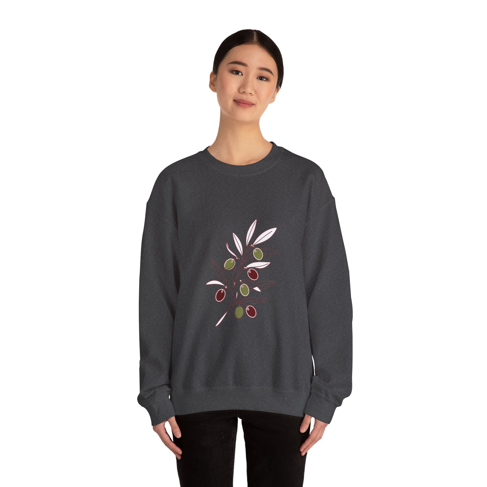 Matching Couple Sweatshirt - Olive Branch & Fig Matching Couple Crewneck Sweatshirt Minimalist Art His Hers Valentine Gift - Design A