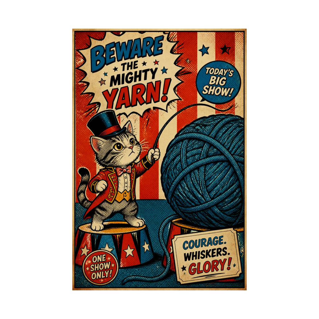 Cat Lion Tamer Wall Art Poster 24×36 Pop Art Restaurant Decor Maximalist Print