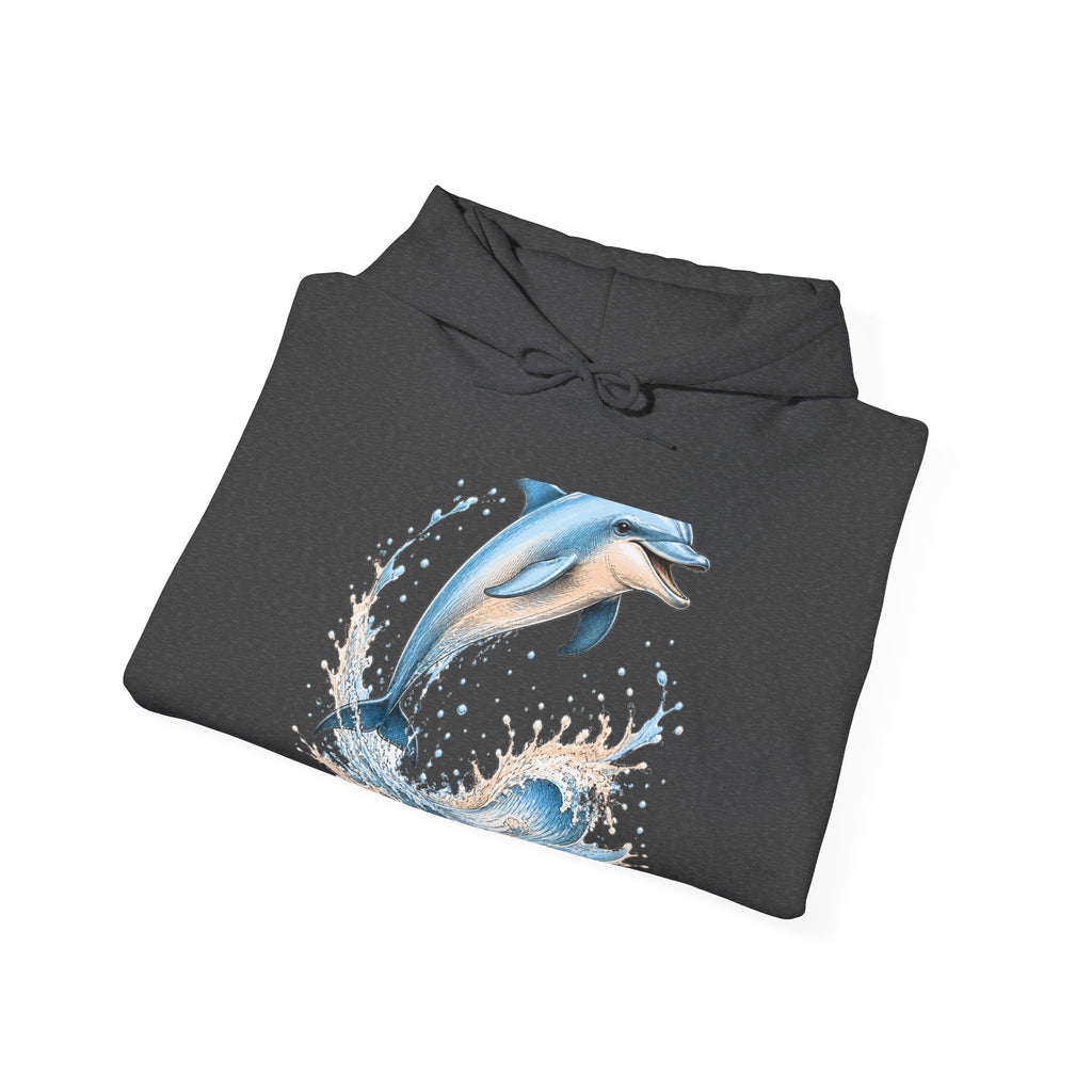 Matching Couple Sweatshirt - Shark & Dolphin Matching Couple Hooded Sweatshirt Hand-Drawn Art His Hers Best Friend Gift - Design B