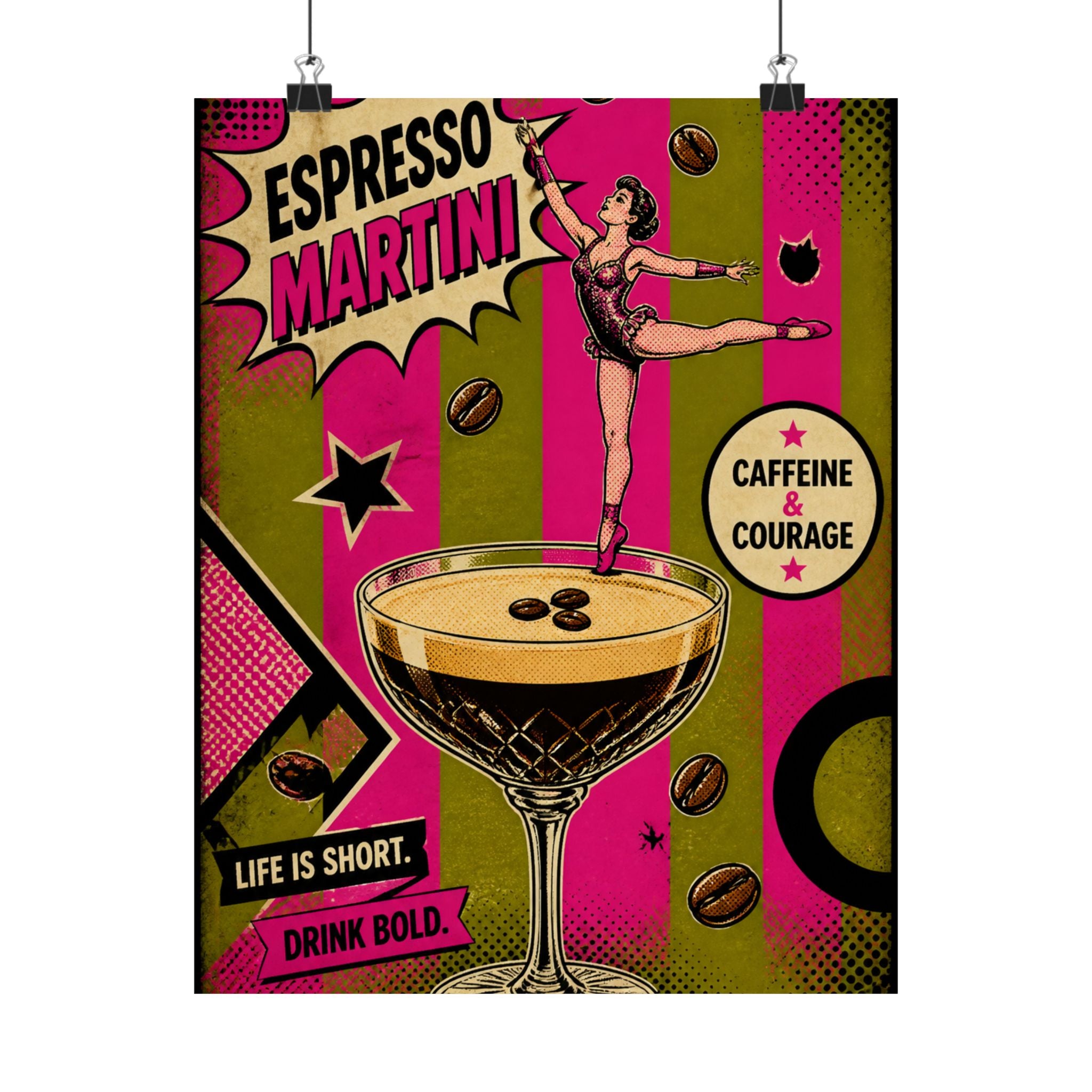 Espresso Martini Acrobat Wall Art Poster 24×36 Pop Art Restaurant Decor Maximalist Print