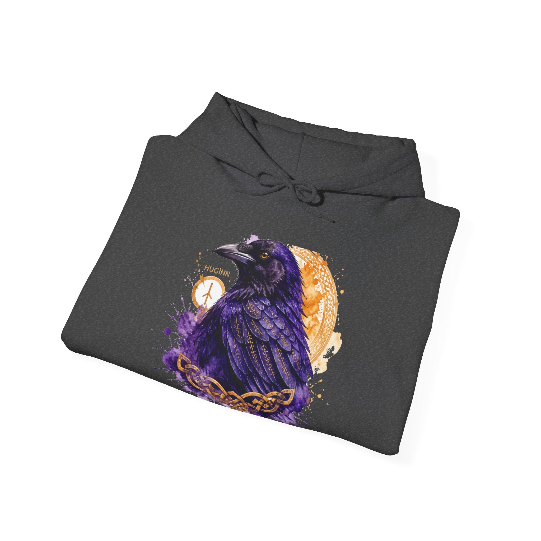 Matching Couple Sweatshirt - Huginn & Muninn Matching Couple Hooded Sweatshirt Watercolor Art His Hers Engagement Gift - Design A