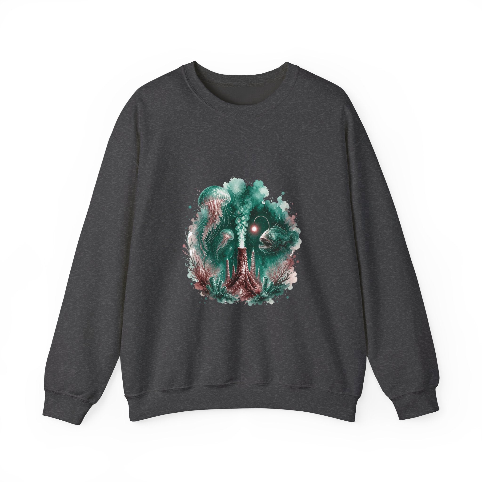 Matching Couple Sweatshirt - Coral Reef & Deep Sea Matching Couple Premium Fleece Sweatshirt Watercolor Art His Hers Birthday Gift - Design B
