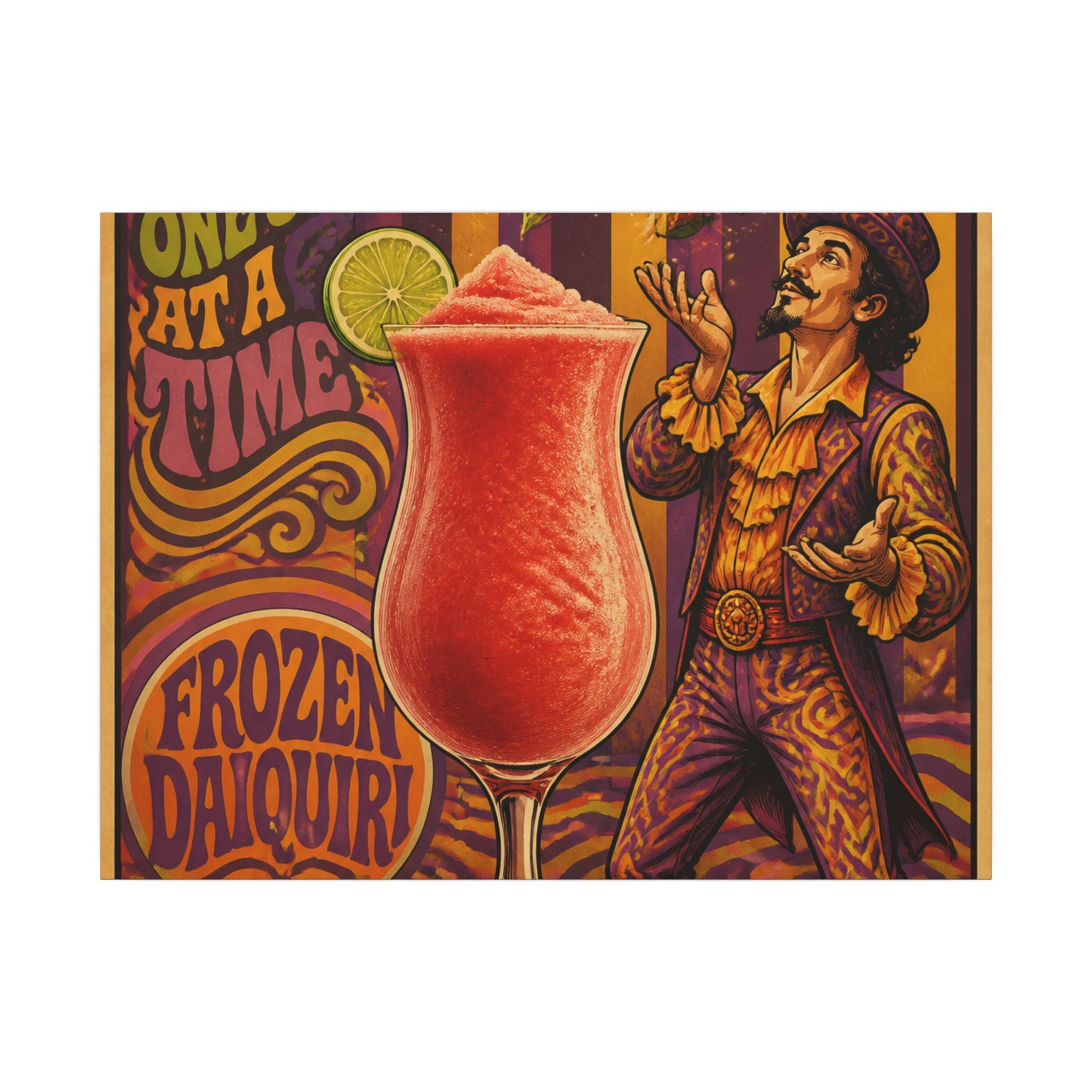 Daiquiri Fruit Juggler Wall Art Canvas 24×36 Psychedelic Dining Room Decor Maximalist Print