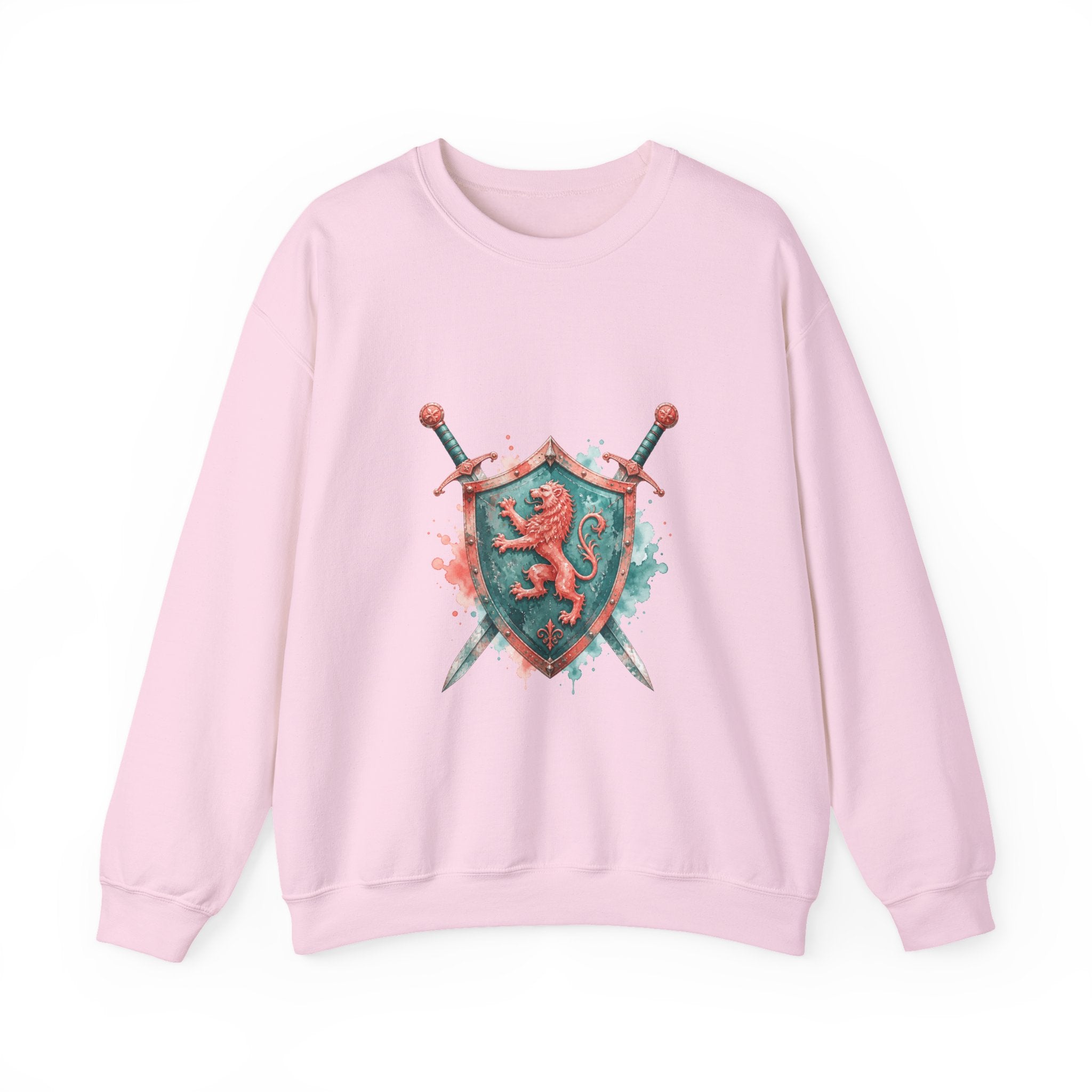 Matching Couple Sweatshirt - Crown & Shield Matching Couple Comfort Colors Crew Watercolor Art His Hers Birthday Gift - Design B