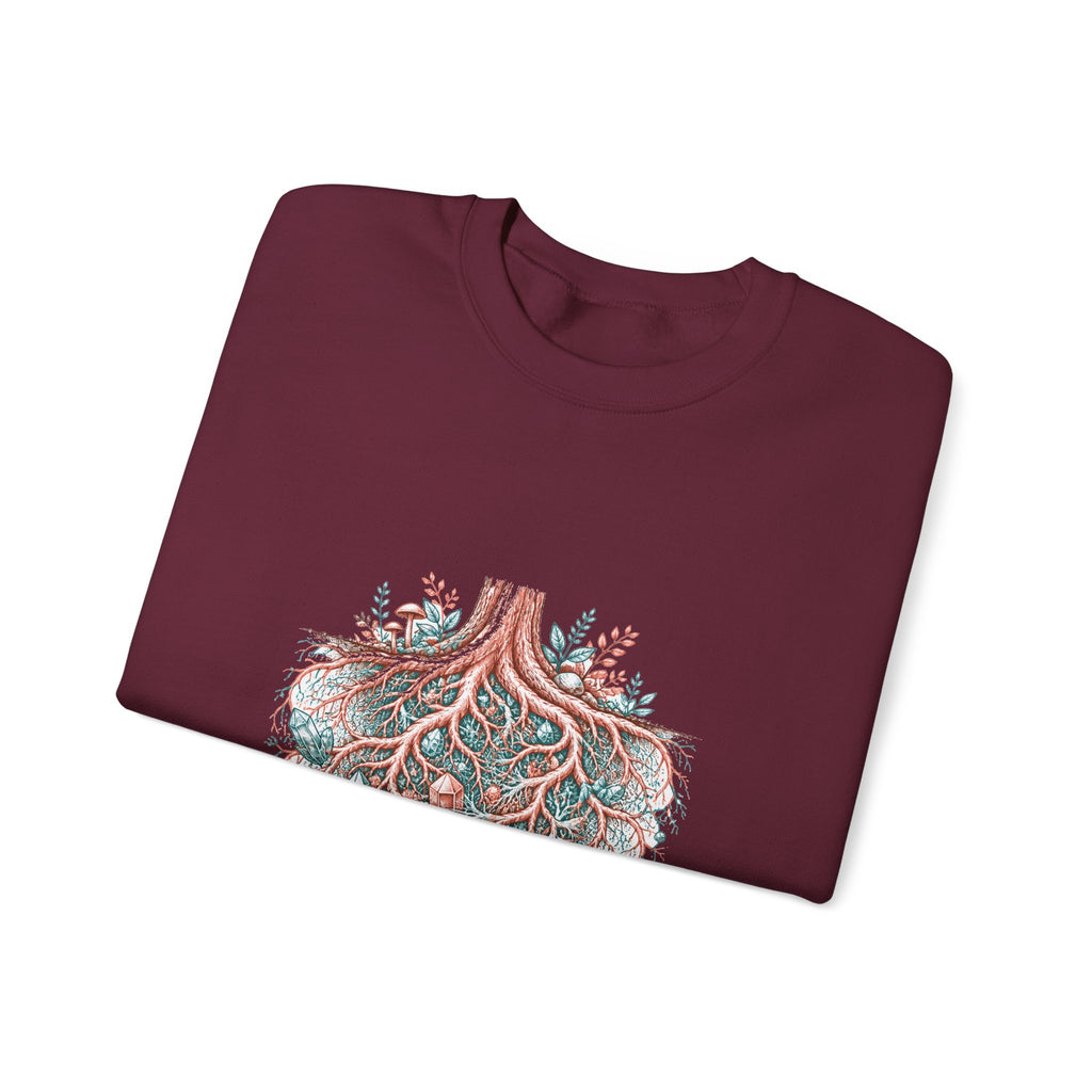 Matching Couple Sweatshirt - Ancient Oak & Deep Roots Matching Couple Crewneck Sweatshirt Hand-Drawn Art His Hers Best Friend Gift - Design B