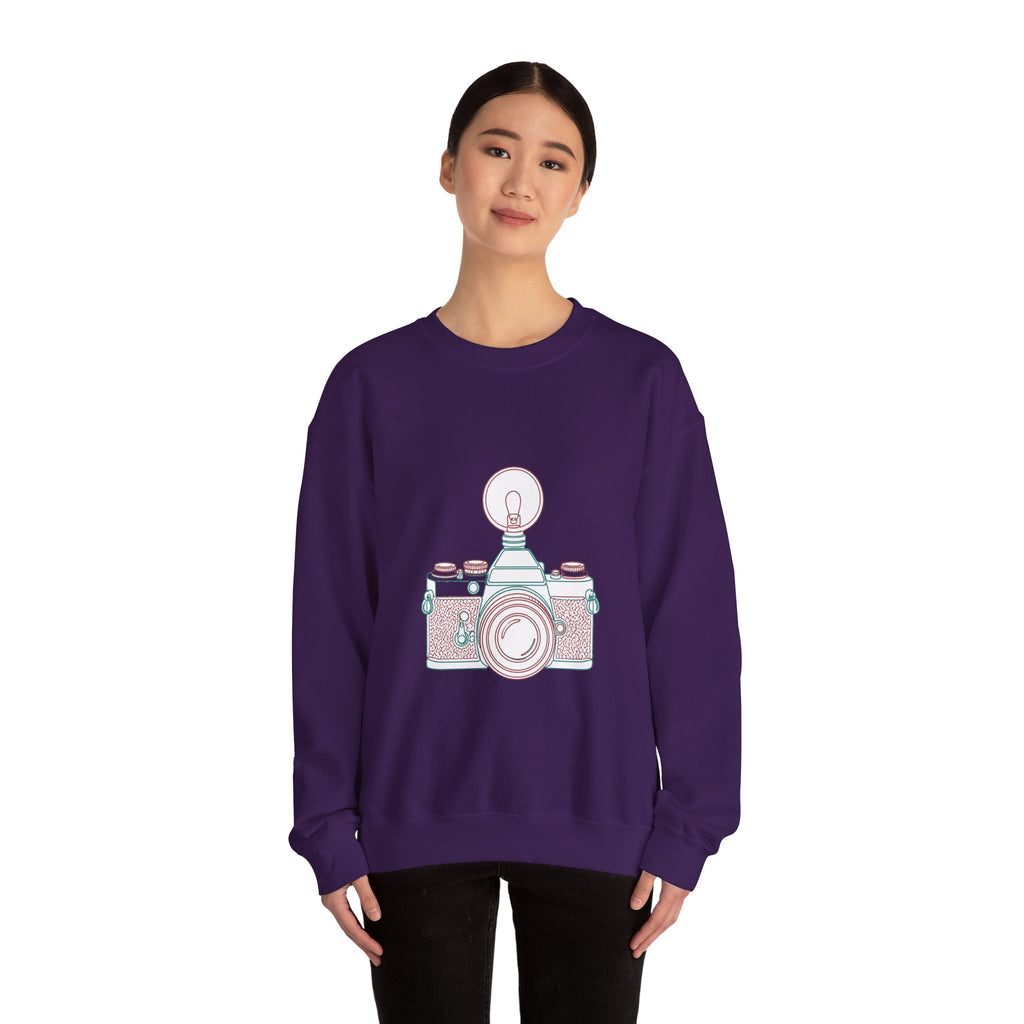 Matching Couple Sweatshirt - Camera & Film Matching Couple Premium Fleece Sweatshirt Minimalist Art His Hers Christmas Gift - Design A