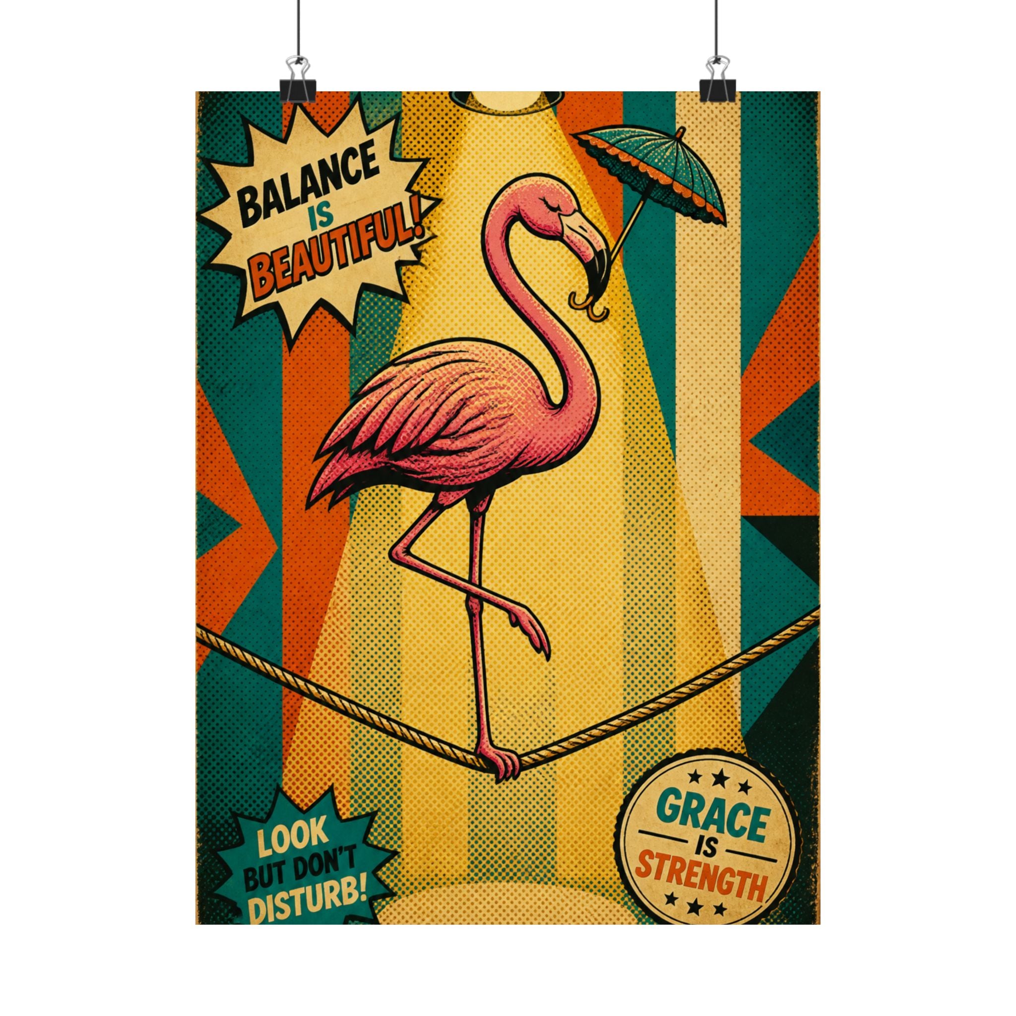 Flamingo Tightrope Wall Art Poster 18×24 Pop Art Living Room Decor Maximalist Print