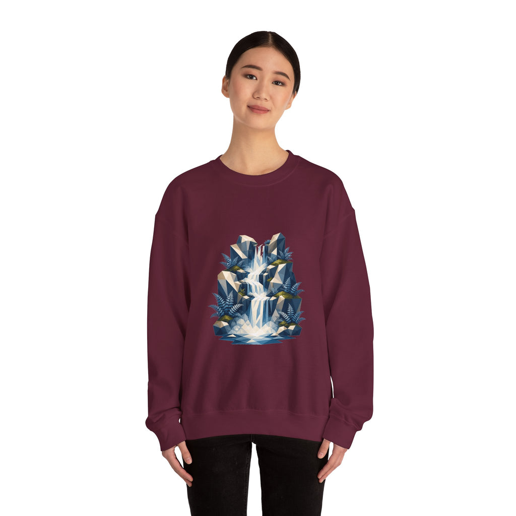 Matching Couple Sweatshirt - Wildfire & Waterfall Matching Couple Crewneck Sweatshirt Geometric Art His Hers Couple Gift - Design B