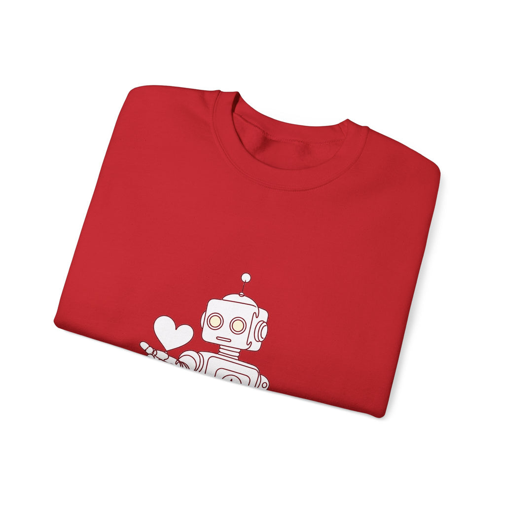 Matching Couple Sweatshirt - Robot & Heart Matching Couple Comfort Colors Crew Minimalist Art His Hers Christmas Gift - Design A