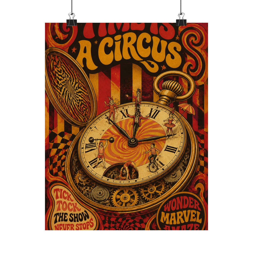 Pocket Watch Performers Wall Art Poster 18×24 Psychedelic Cafe Decor Maximalist Print