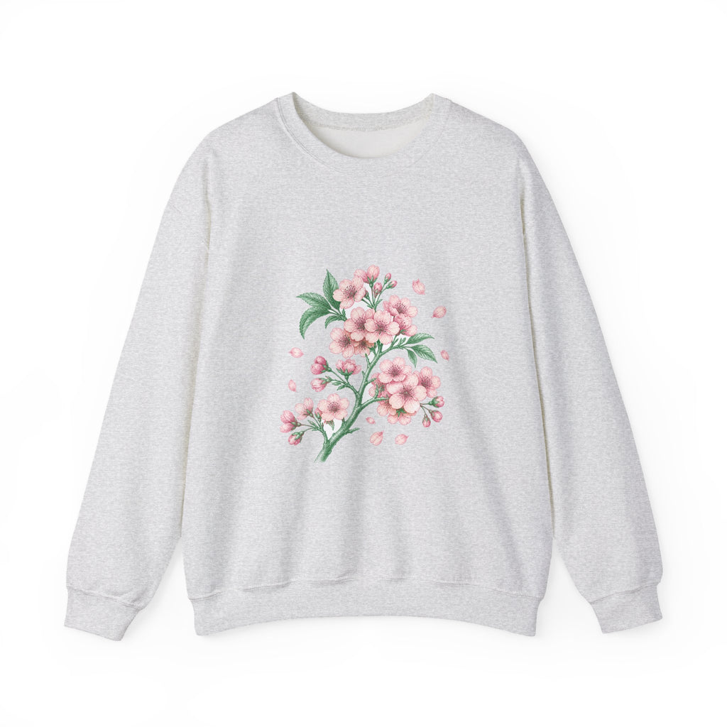 Matching Couple Sweatshirt - Cherry Blossom & Maple Leaf Matching Couple Premium Fleece Sweatshirt Vintage Art His Hers Honeymoon Gift - Design A