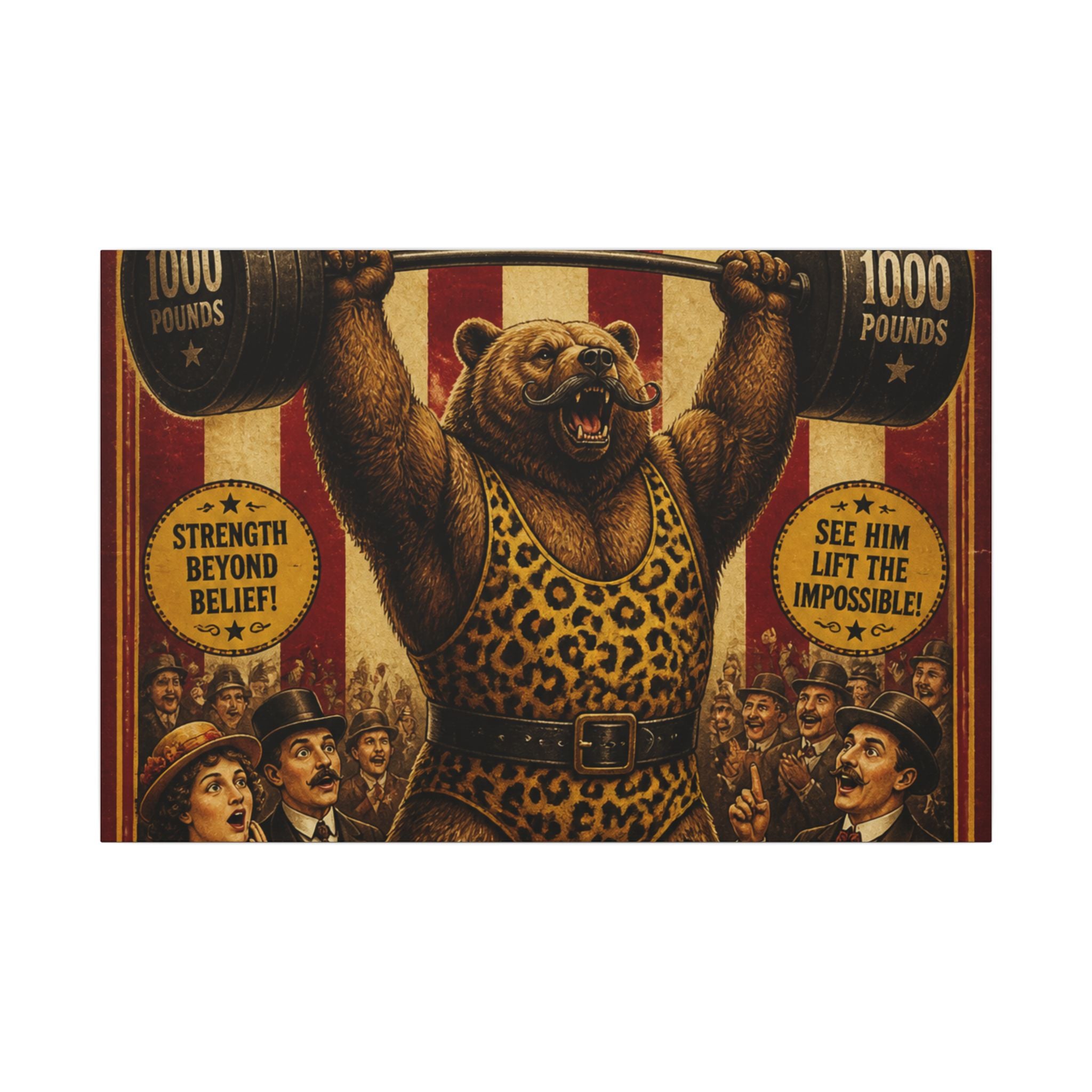 Strongman Bear Wall Art Canvas 16×20 Vintage Circus Kitchen Decor Maximalist Print