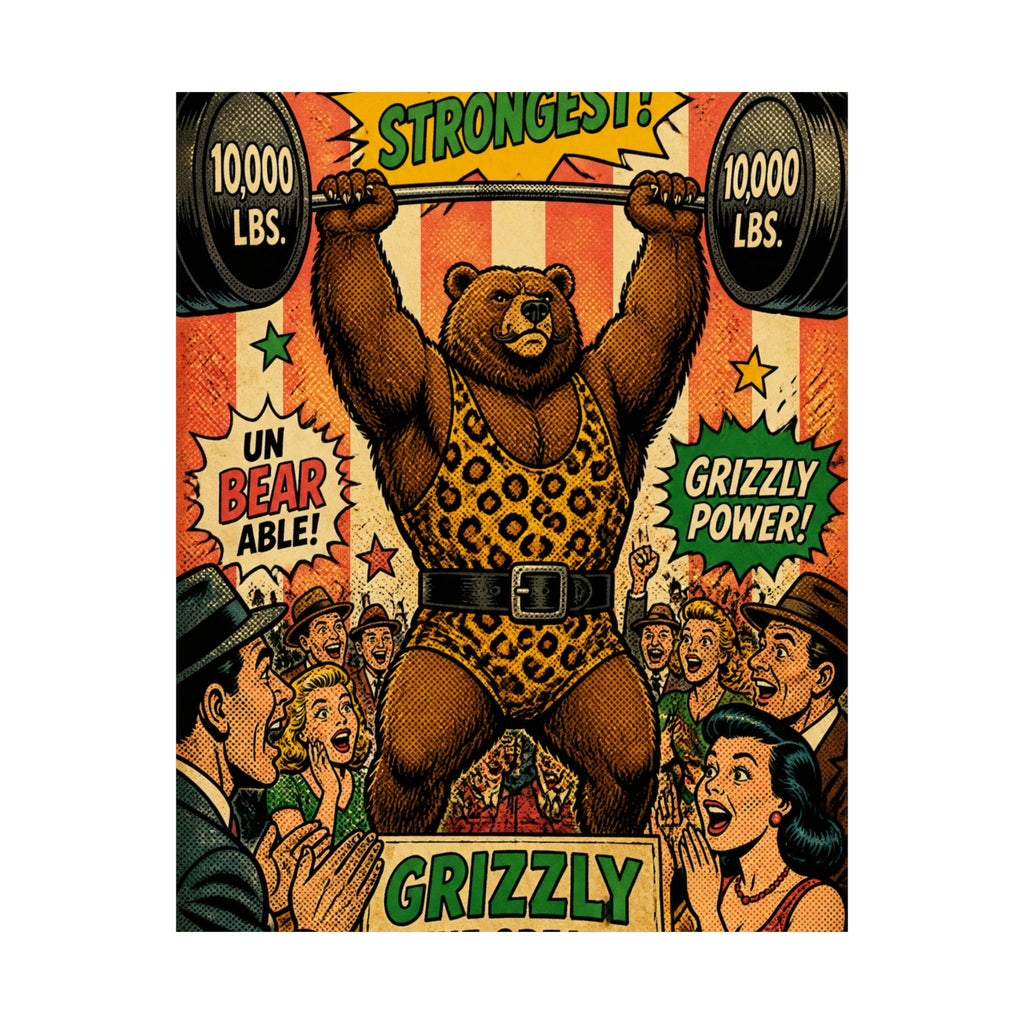 Strongman Bear Wall Art Poster 24×36 Pop Art Restaurant Decor Maximalist Print