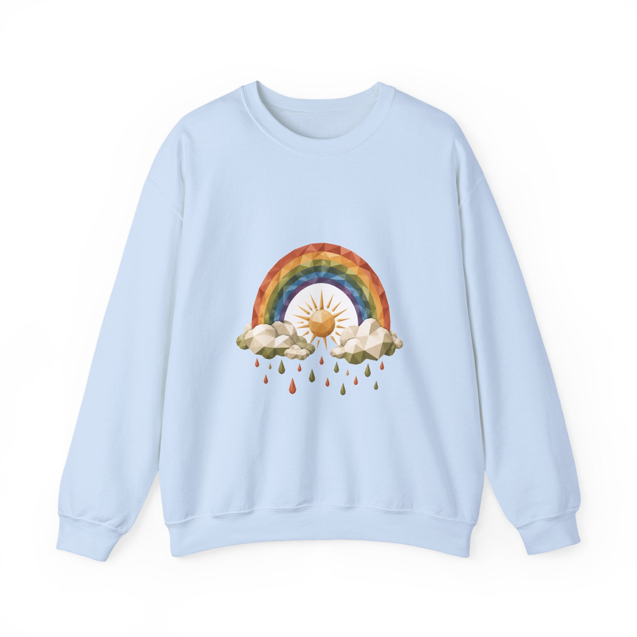 Matching Couple Sweatshirt - Storm & Rainbow Matching Couple Premium Fleece Sweatshirt Geometric Art His Hers Love Gift - Design B