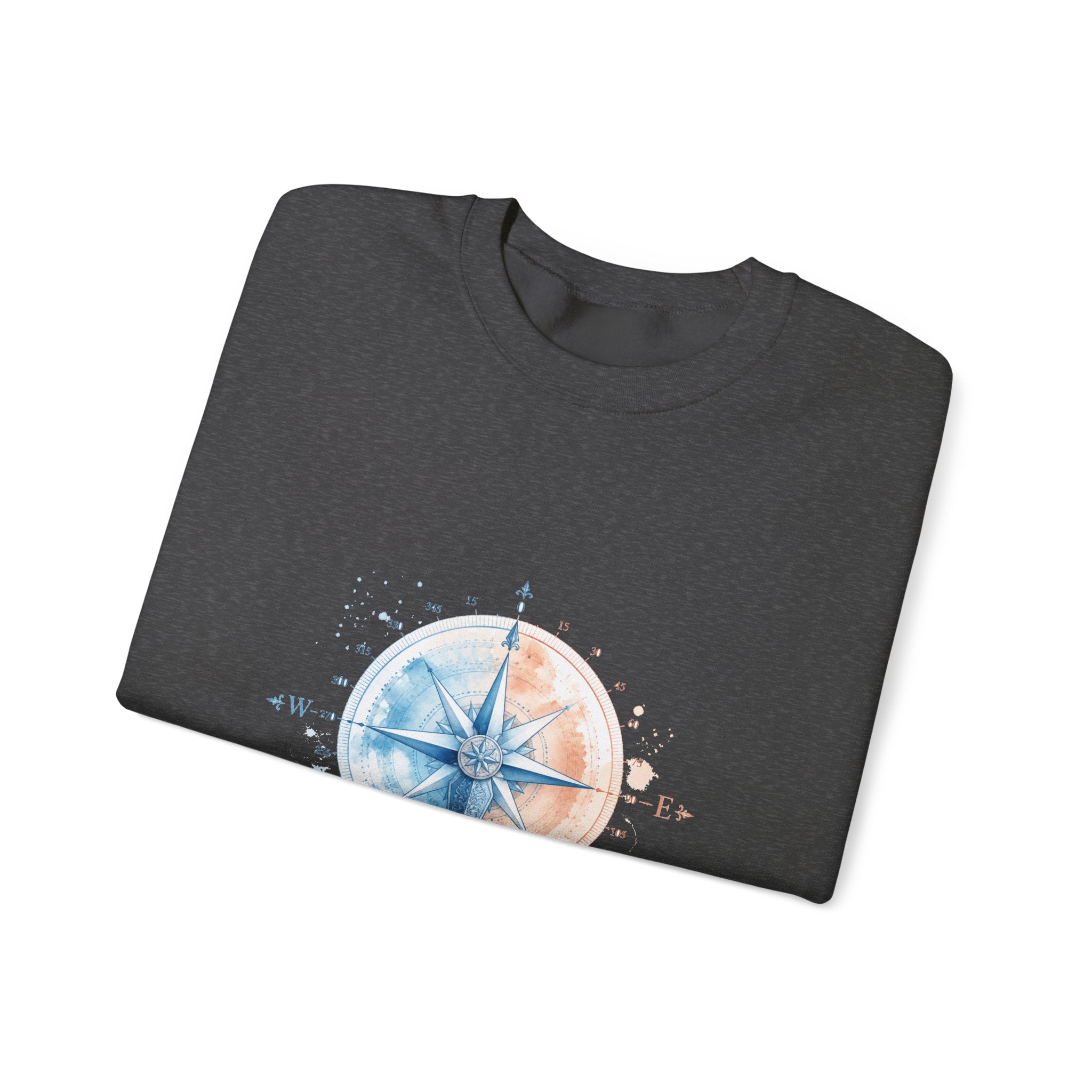 Matching Couple Sweatshirt - Compass North & South Matching Couple Premium Fleece Sweatshirt Watercolor Art His Hers Birthday Gift - Design B