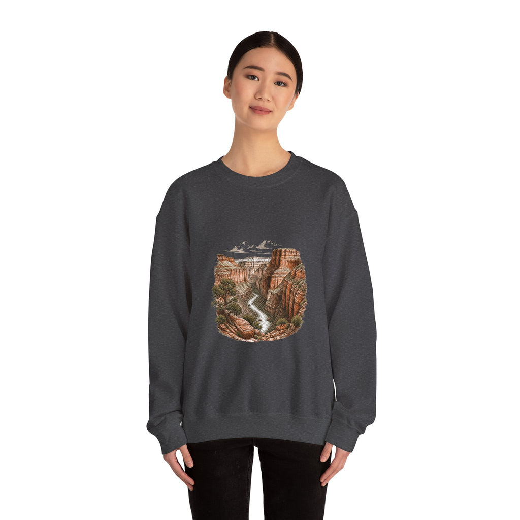 Matching Couple Sweatshirt - Lavender Fields & Canyon Matching Couple Premium Fleece Sweatshirt Hand-Drawn Art His Hers Anniversary Gift - Design B