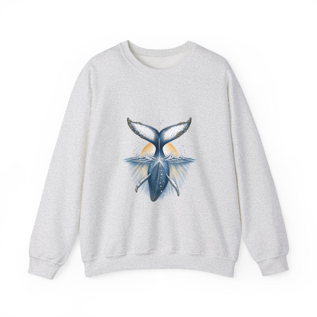 Matching Couple Sweatshirt - Eagle & Whale Matching Couple Premium Fleece Sweatshirt Hand-Drawn Art His Hers Anniversary Gift - Design B
