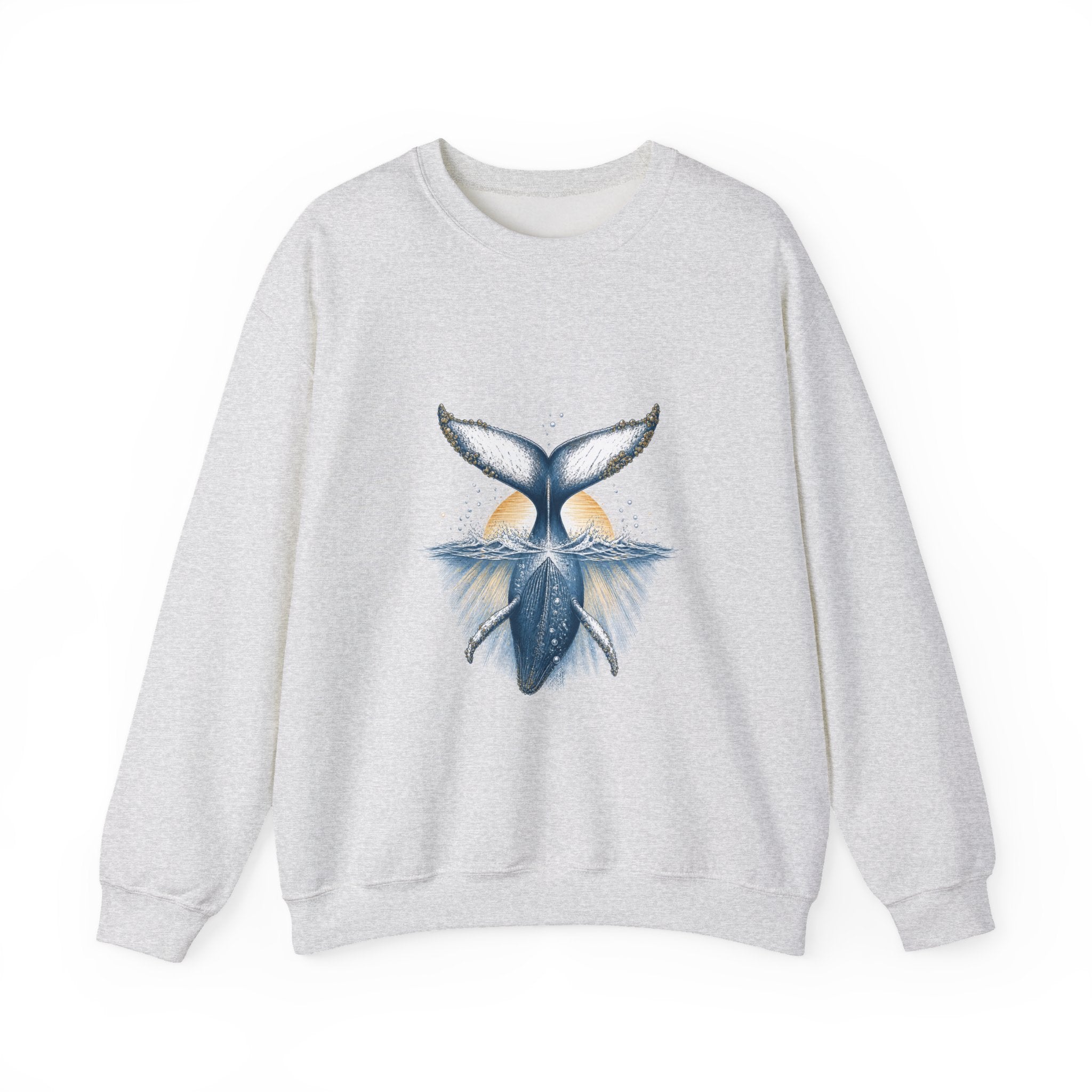 Matching Couple Sweatshirt - Eagle & Whale Matching Couple Premium Fleece Sweatshirt Hand-Drawn Art His Hers Anniversary Gift - Design B