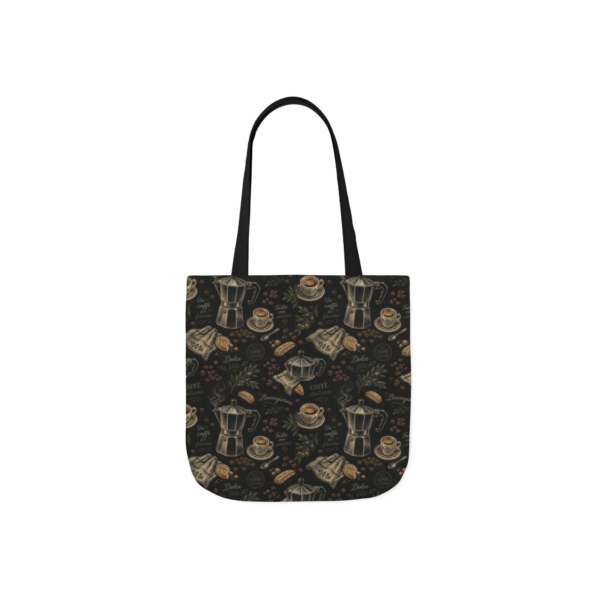 Espresso Moka Pot Canvas Tote Bag Mediterranean Kitchen Chalk Art Design Italian Cottagecore Gift