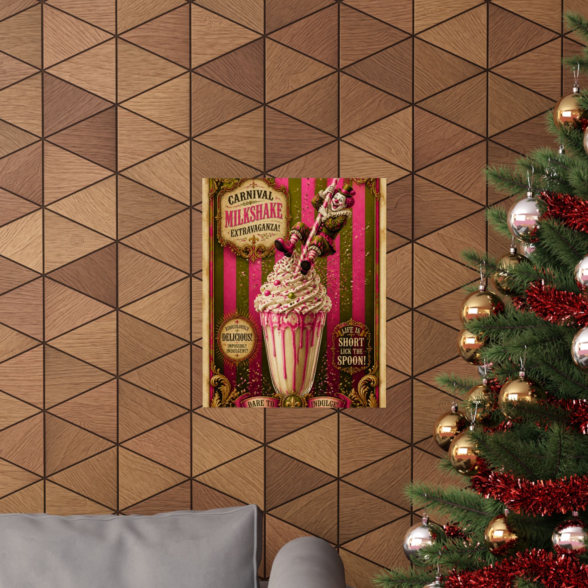 Milkshake Slide Clown Wall Art Poster 18×24 Baroque Home Office Decor Maximalist Print