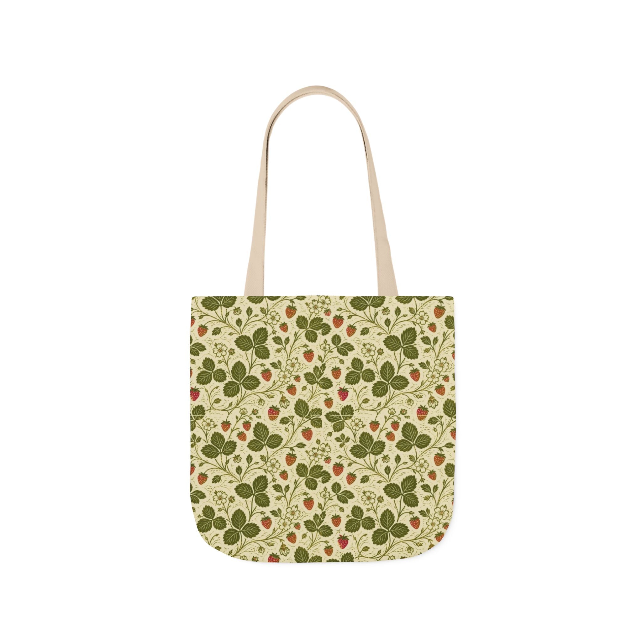 Wild Strawberries Canvas Tote Bag Mediterranean Kitchen Linocut Design Italian Cottagecore Gift